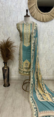 Muslin Unstitched Suit Set With Muslin Dupatta