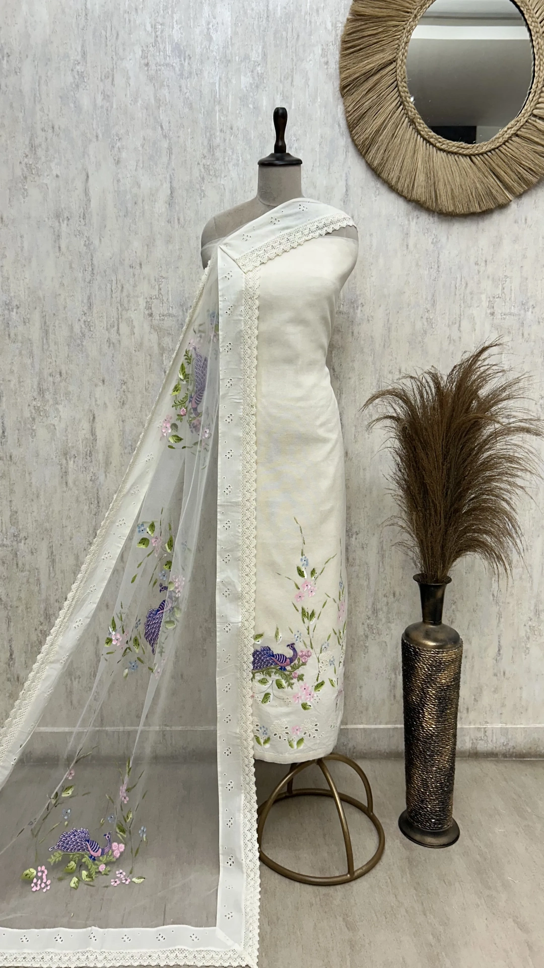 Peacock Garden Elegance Unstitched Suit