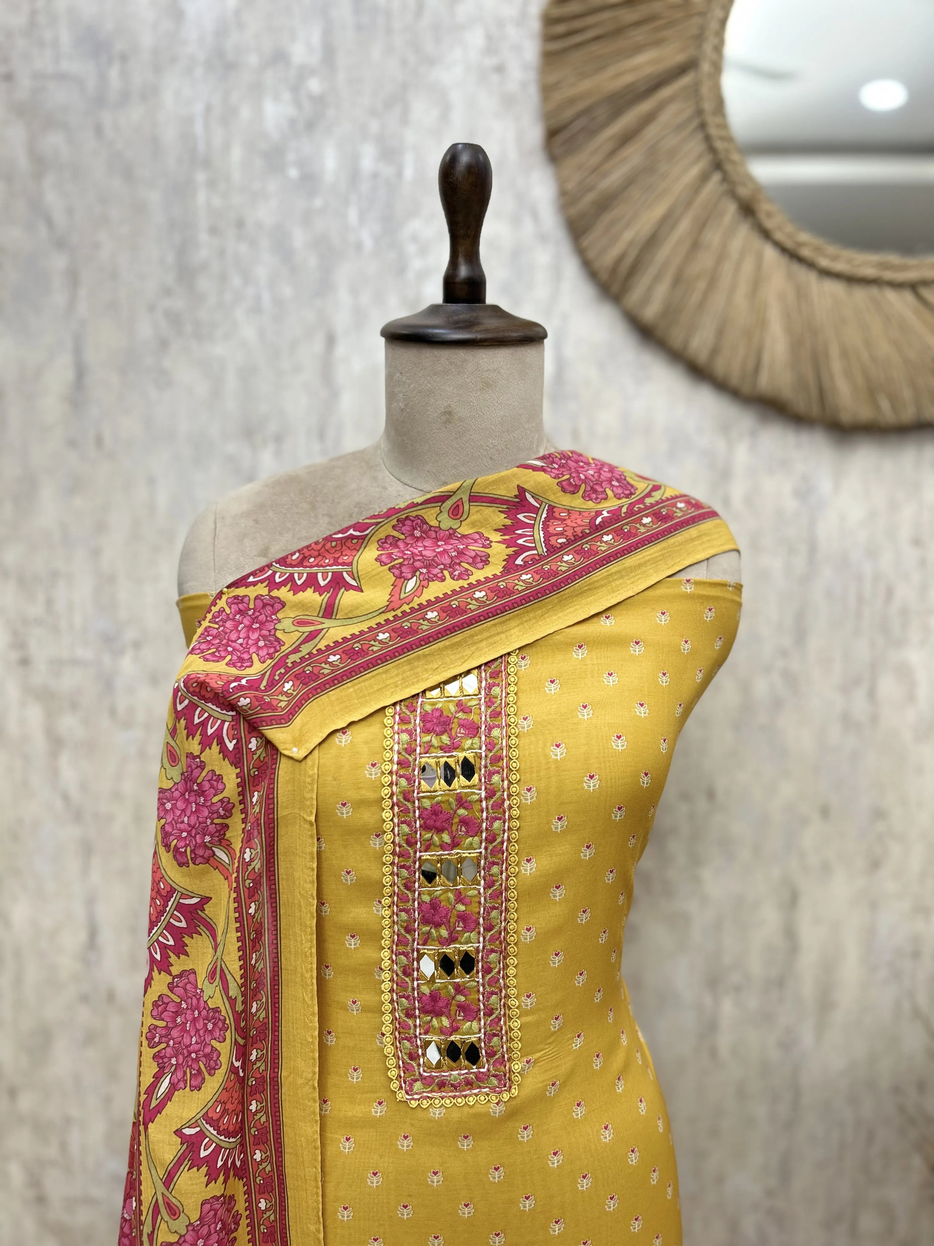 Soft Mul Cotton Embroidered Unstitched Suit