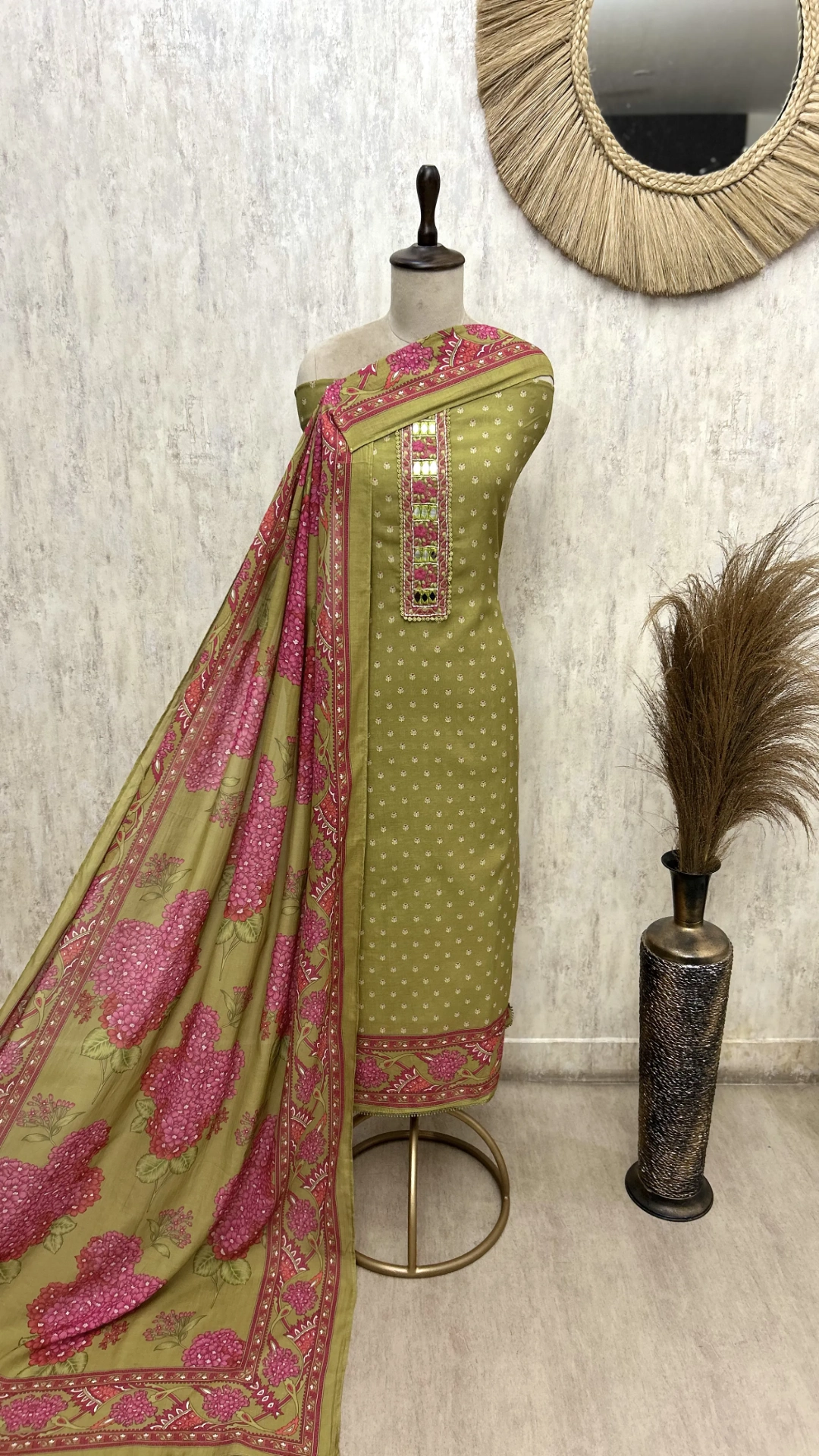 Soft Mul Cotton Embroidered Unstitched Suit