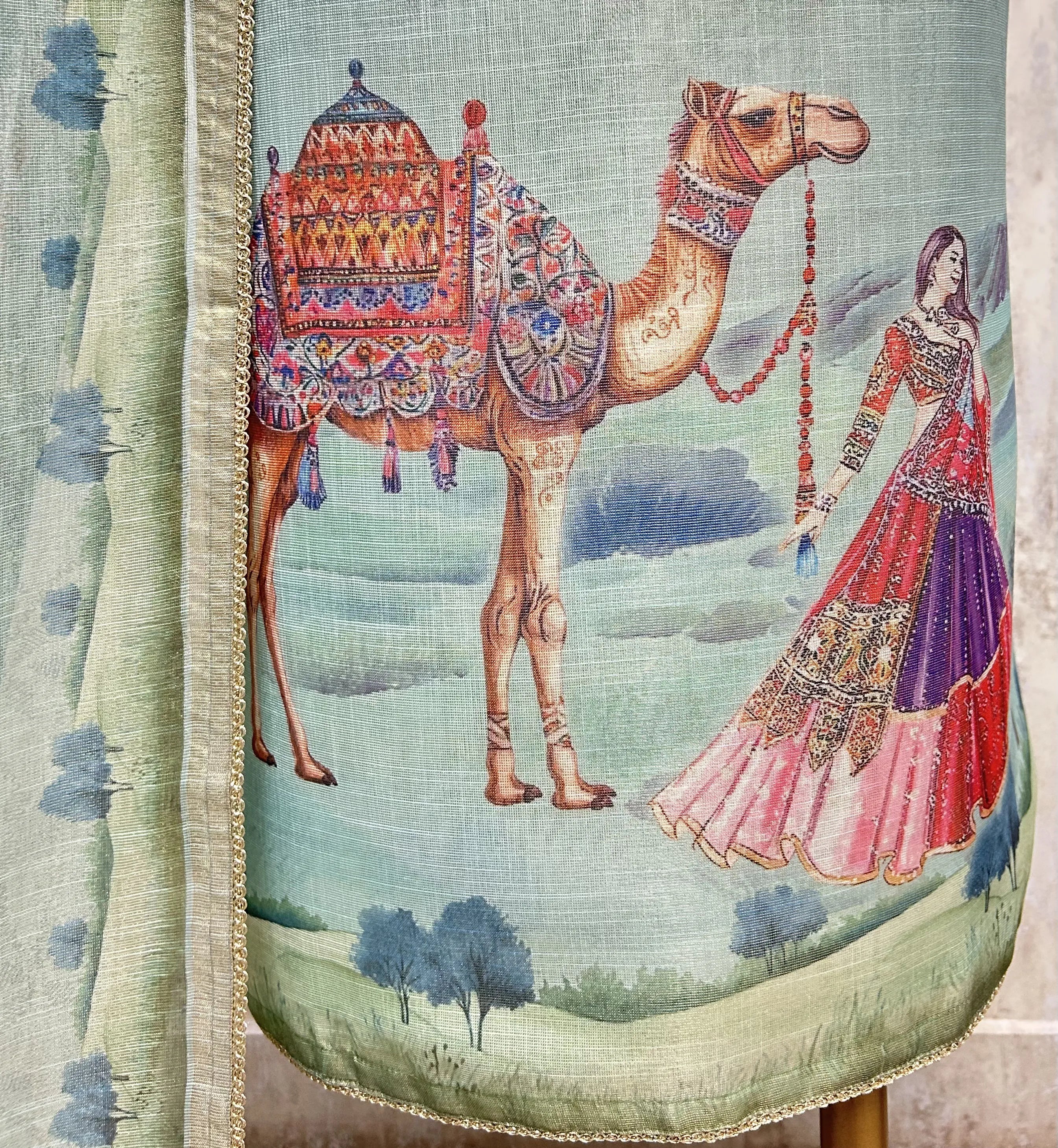 Blush Desert Elegance Tissue Linen Unstitched Suit