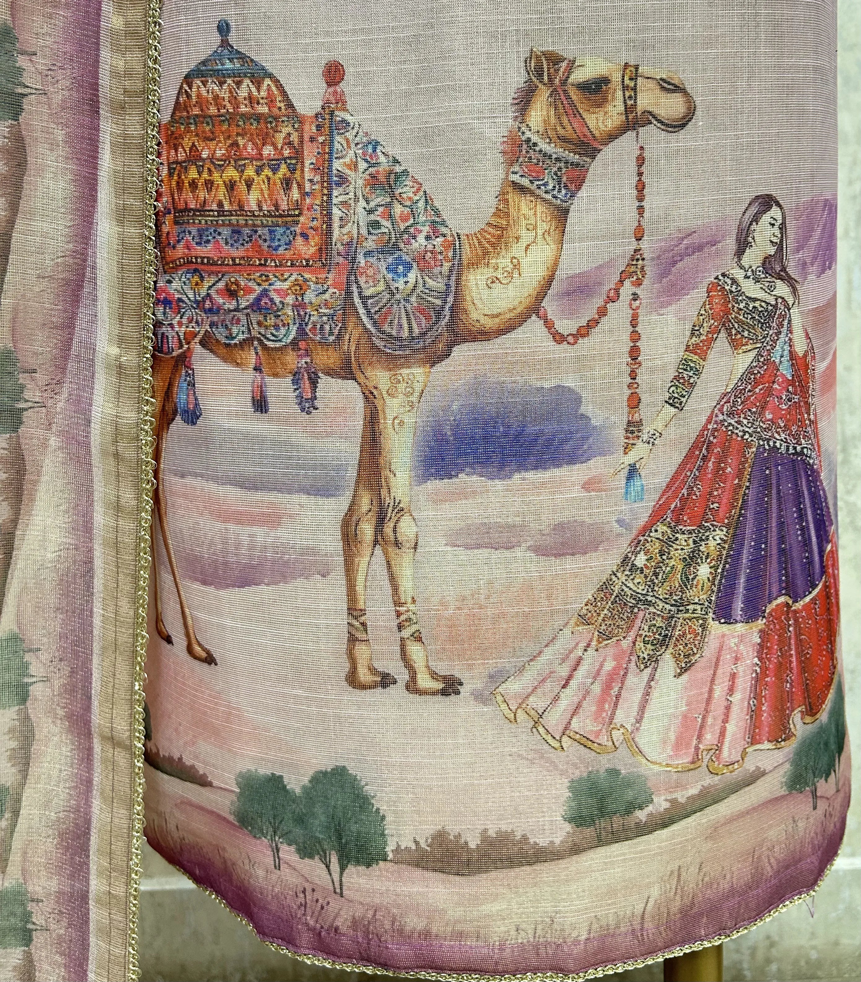 Blush Desert Elegance Tissue Linen Unstitched Suit