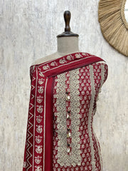Royal Crimson Elegance Cotton Unstitched Suit