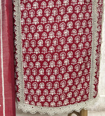 Royal Crimson Elegance Cotton Unstitched Suit