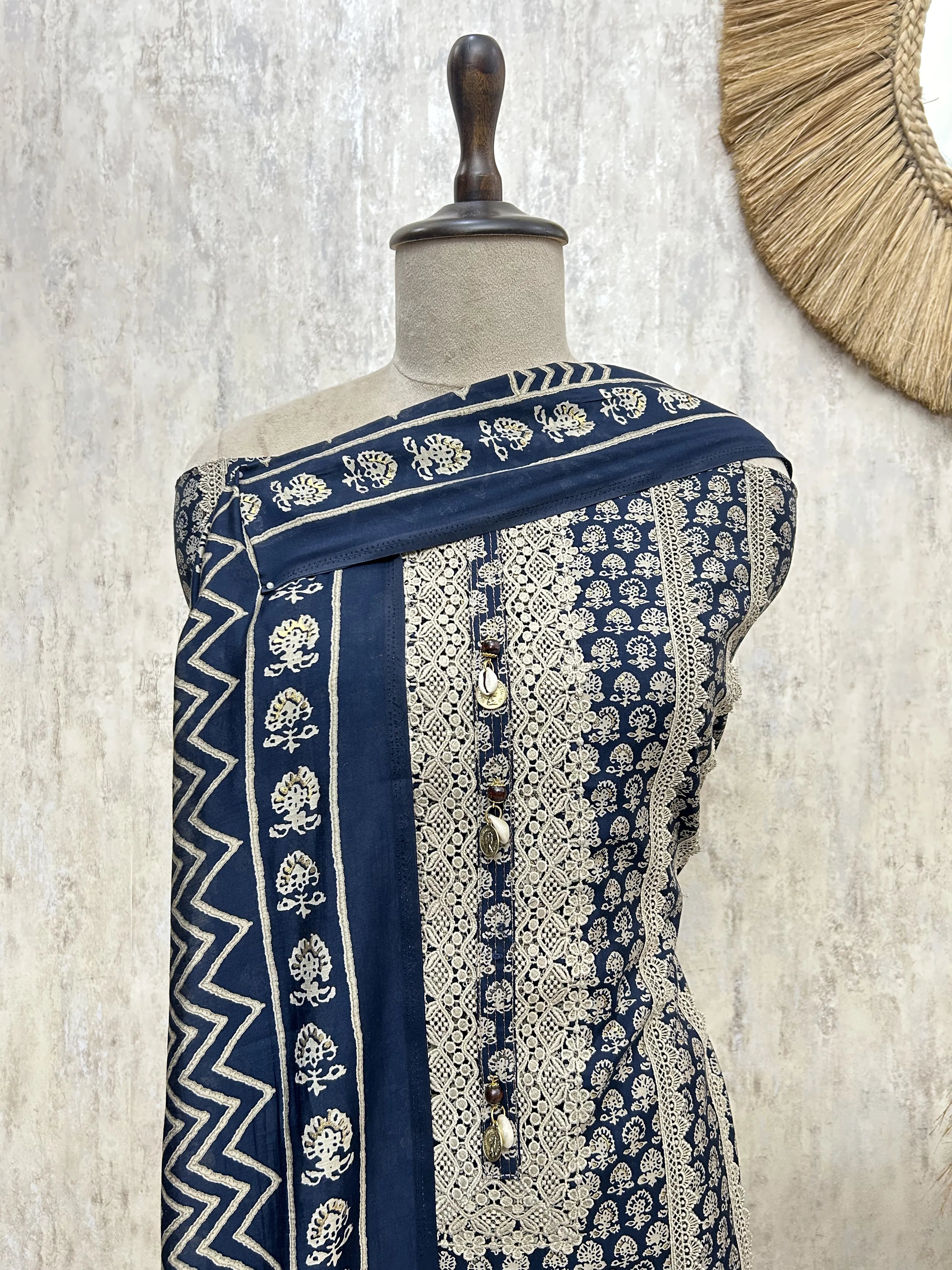 Royal Crimson Elegance Cotton Unstitched Suit
