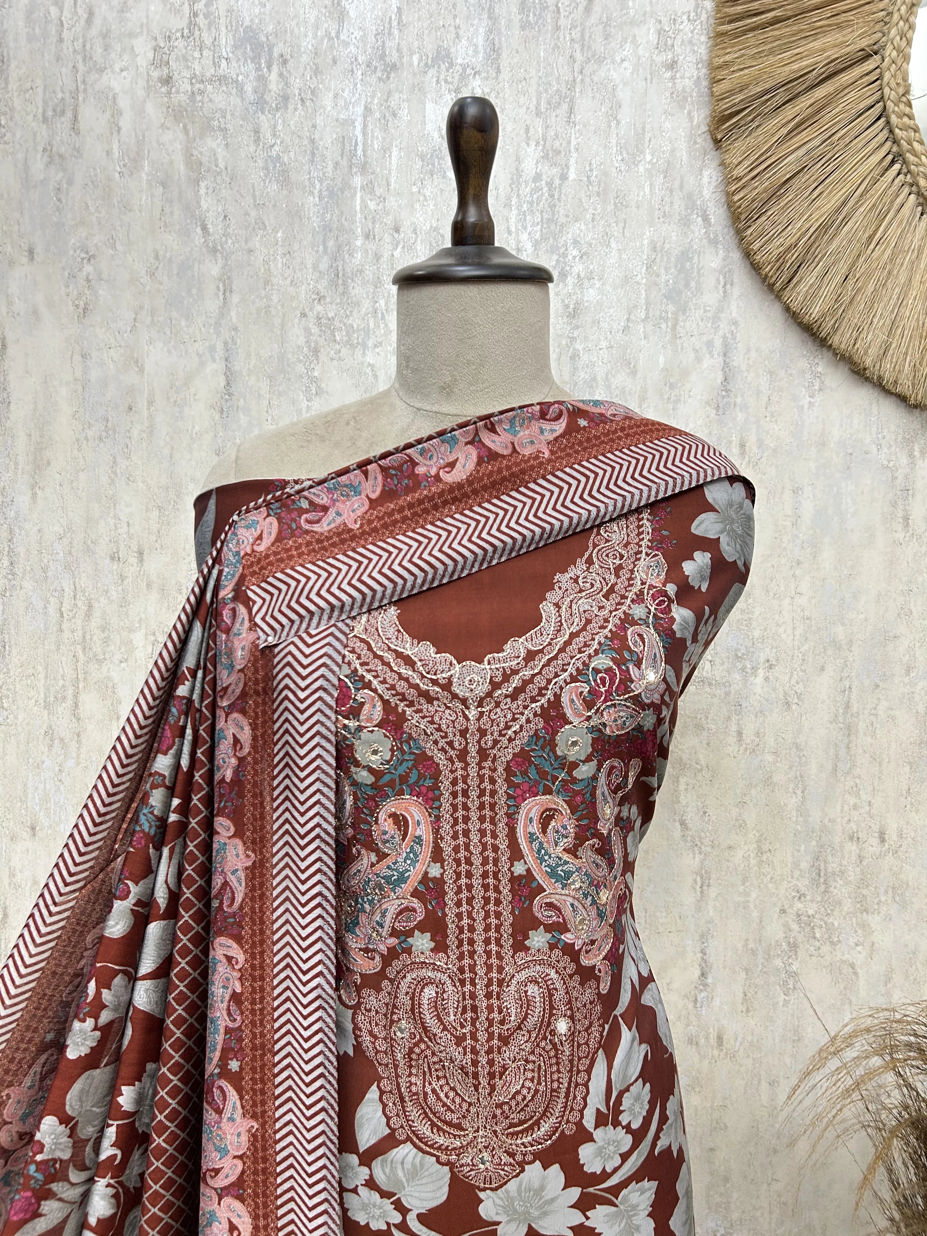 Royal Paisley Elegance Cotton Unstitched Suit