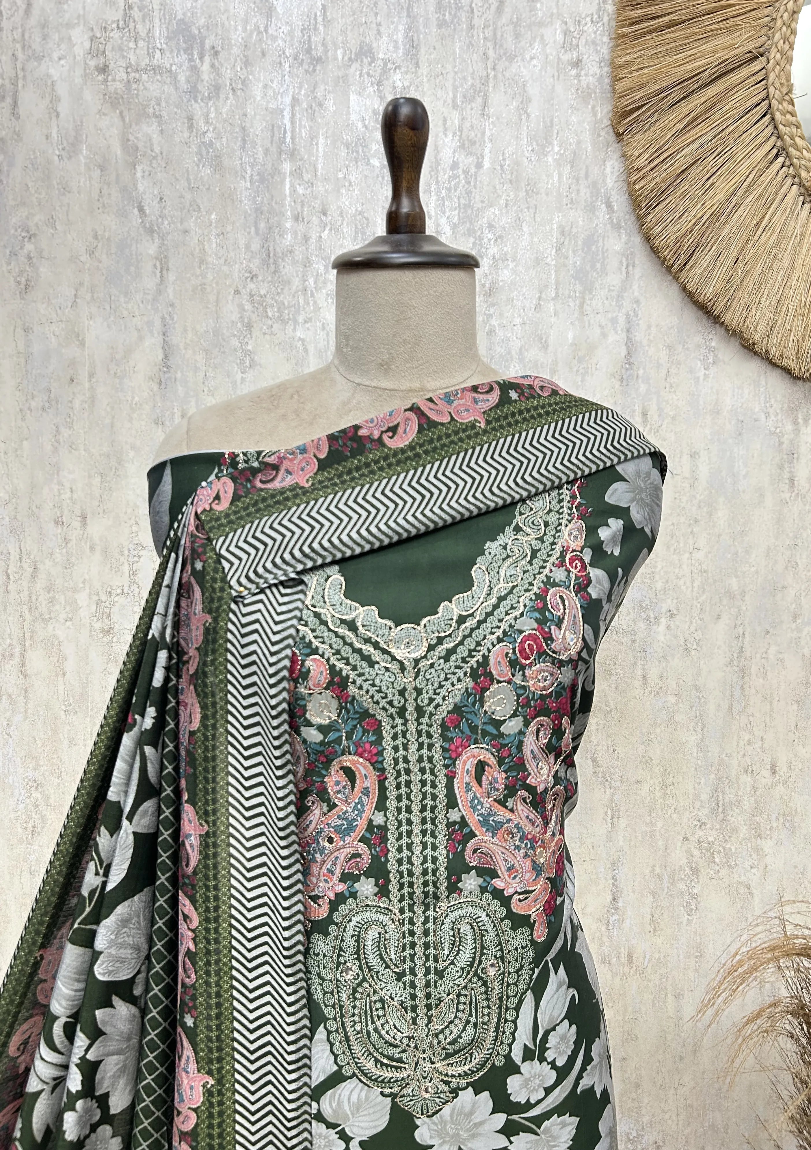Royal Paisley Elegance Cotton Unstitched Suit