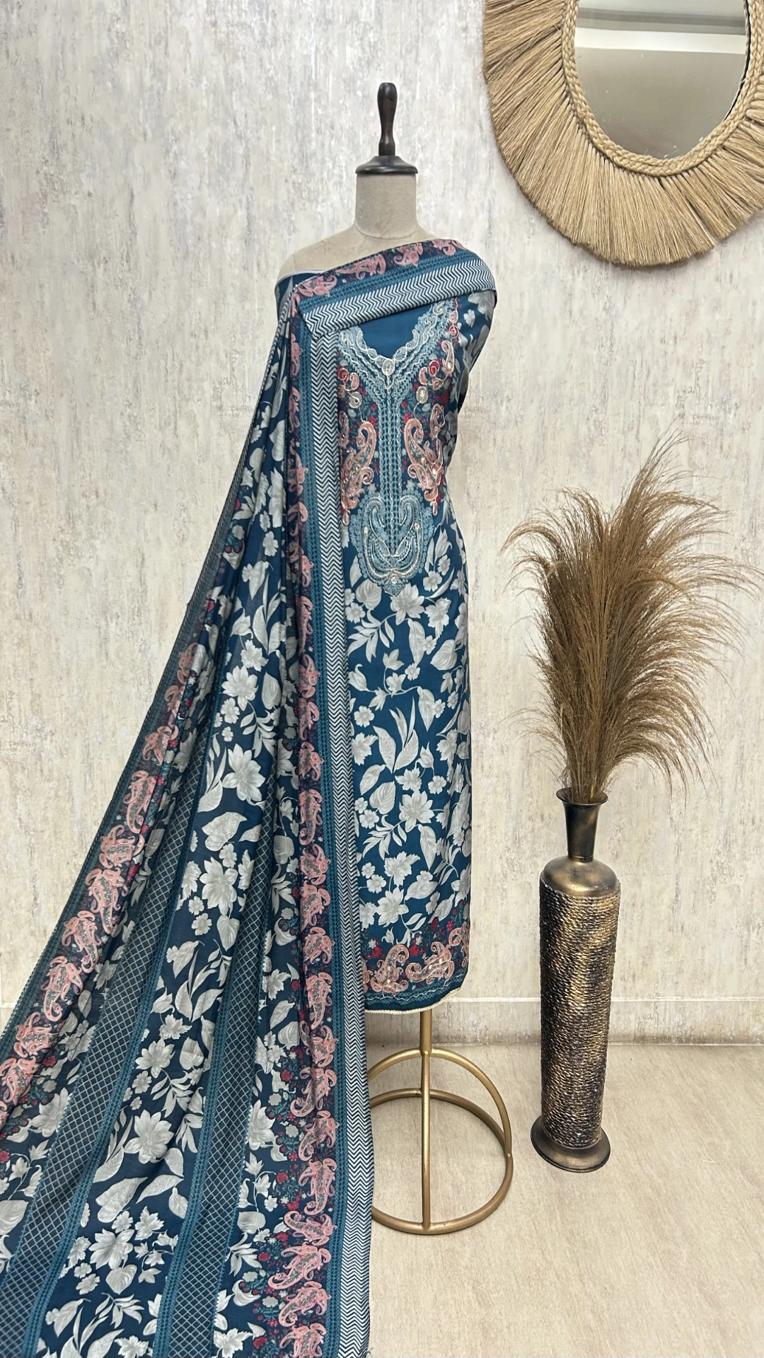 Royal Paisley Elegance Cotton Unstitched Suit