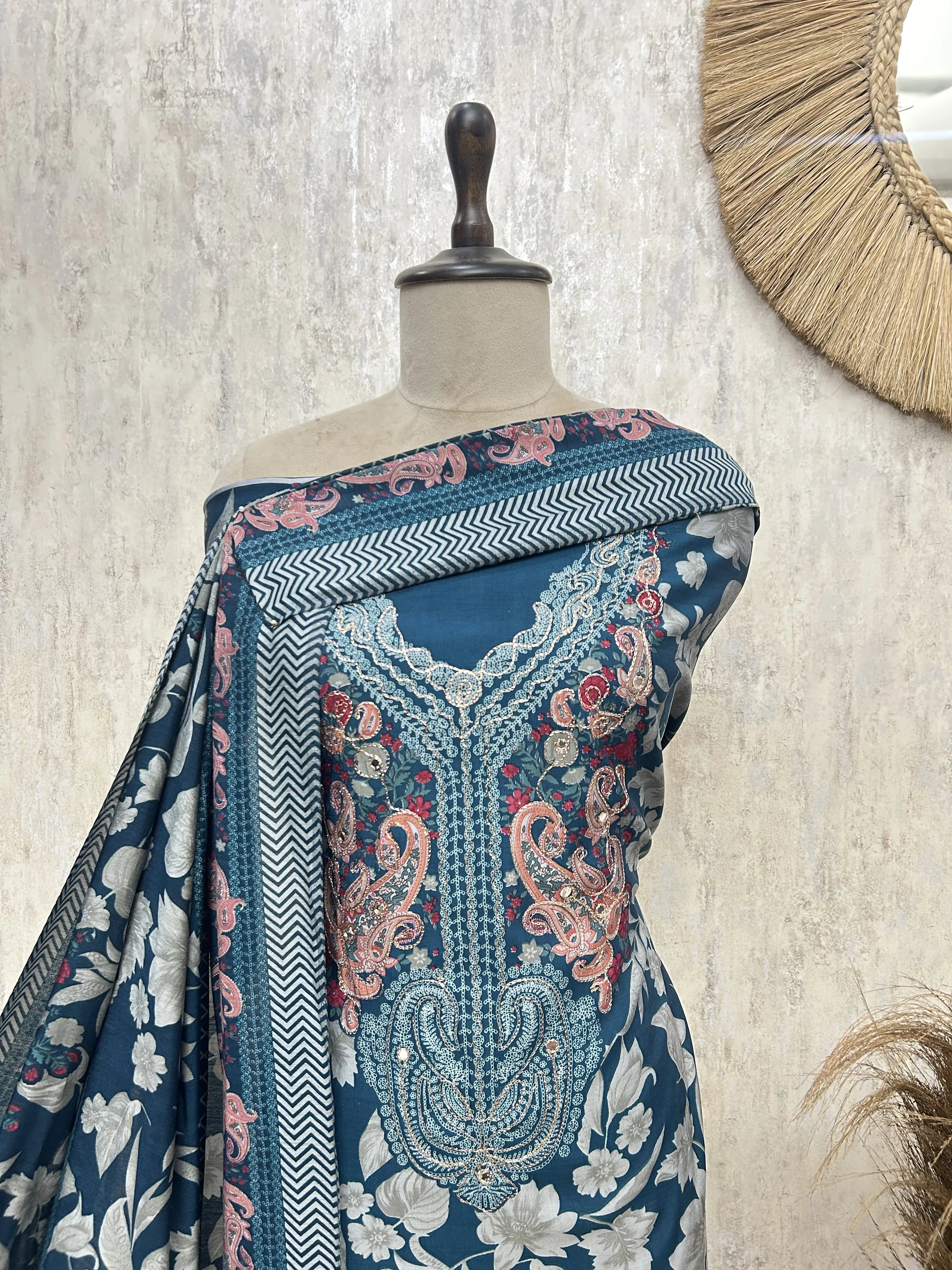 Royal Paisley Elegance Cotton Unstitched Suit