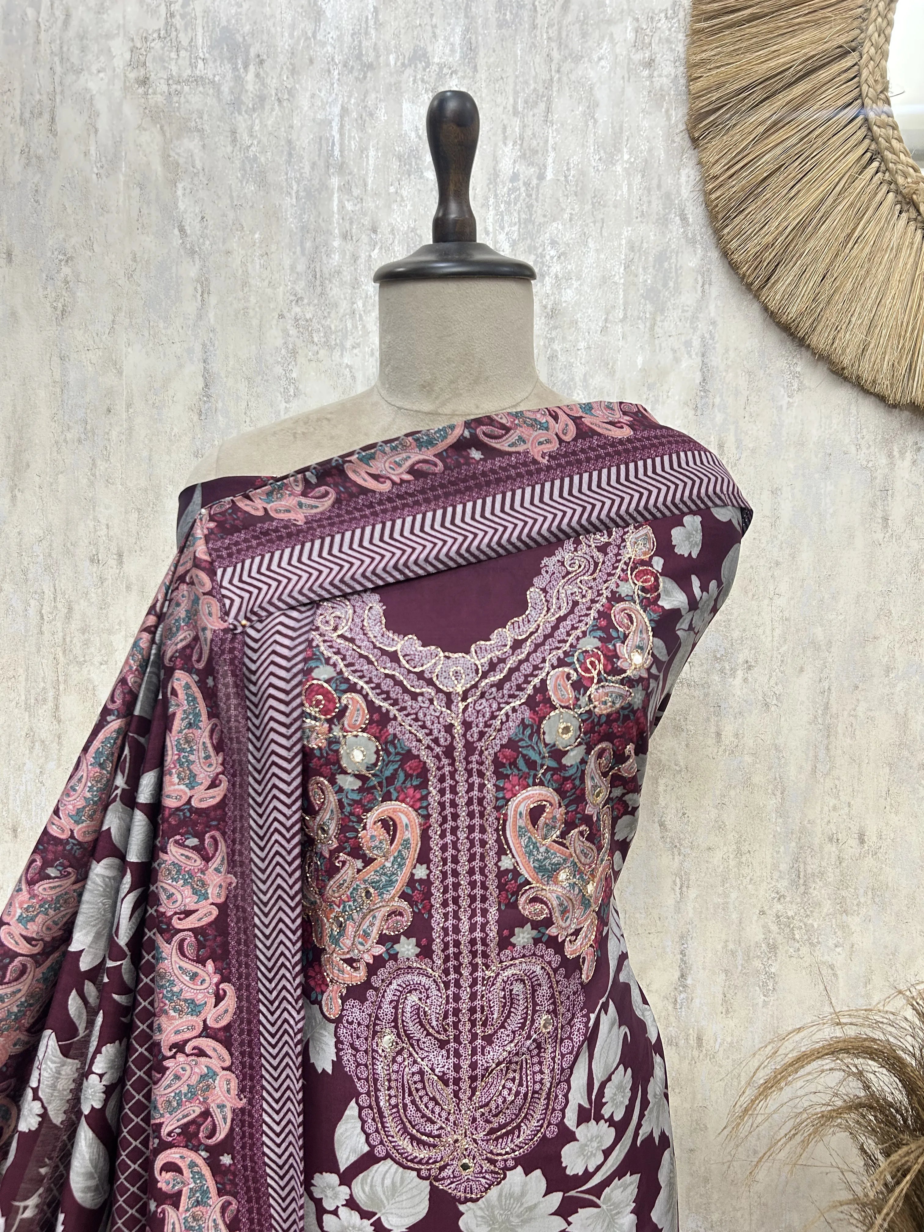 Royal Paisley Elegance Cotton Unstitched Suit