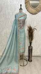 Pastel Embroidered Elegance Tissue Linen Unstitched Suit