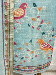 Pastel Embroidered Elegance Tissue Linen Unstitched Suit