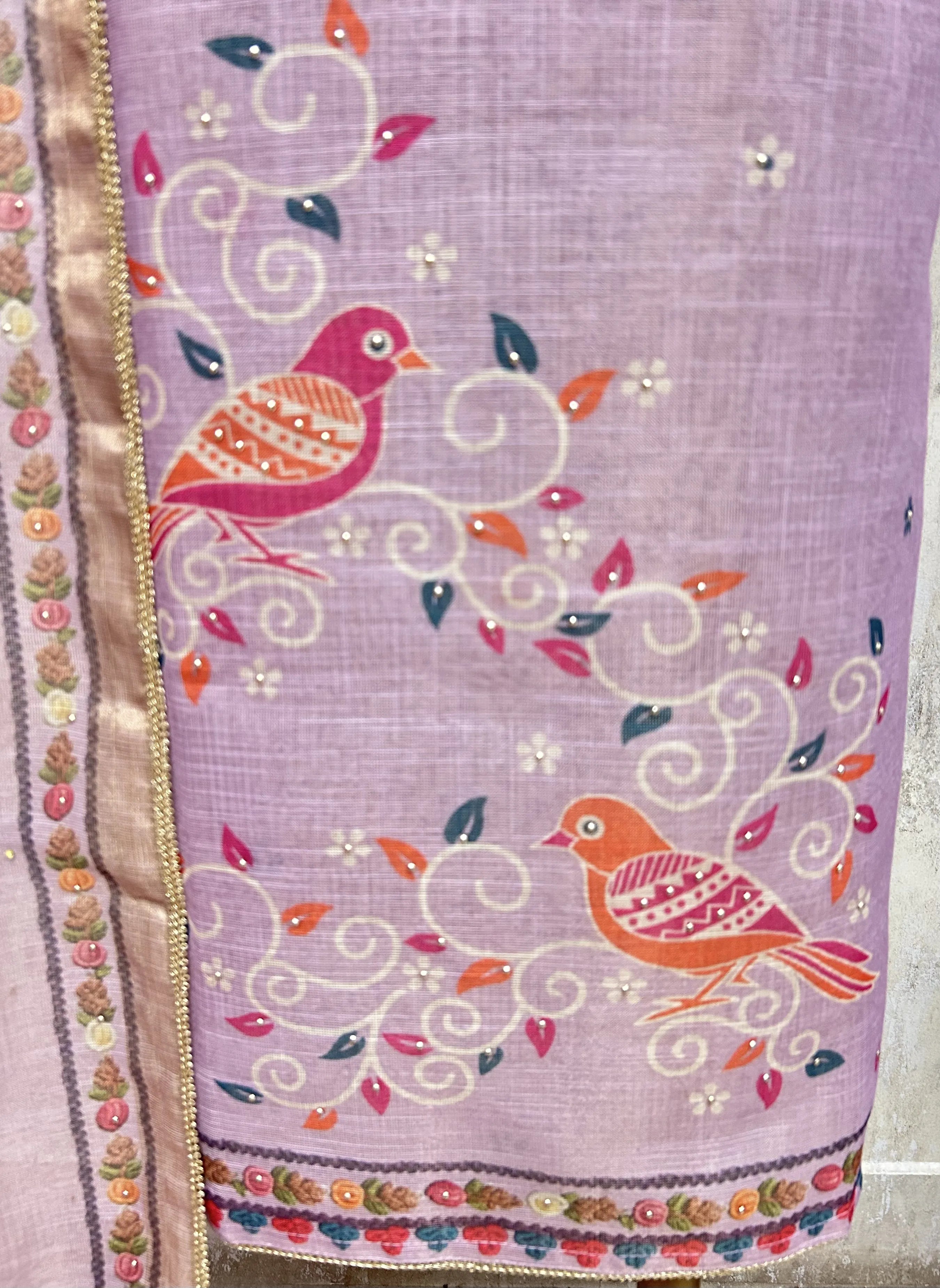 Pastel Embroidered Elegance Tissue Linen Unstitched Suit