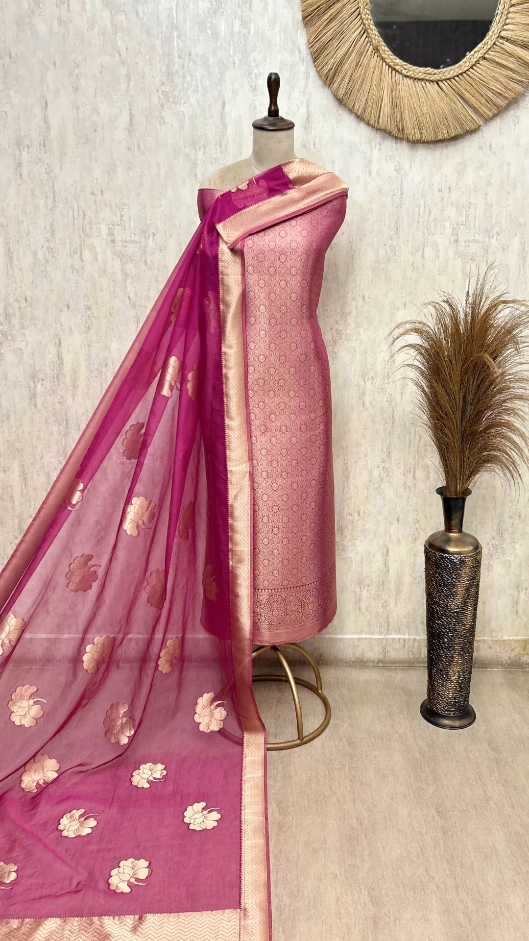 Elegant Brocade Silk Unstitched Suit