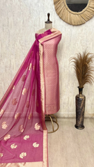 Elegant Brocade Silk Unstitched Suit