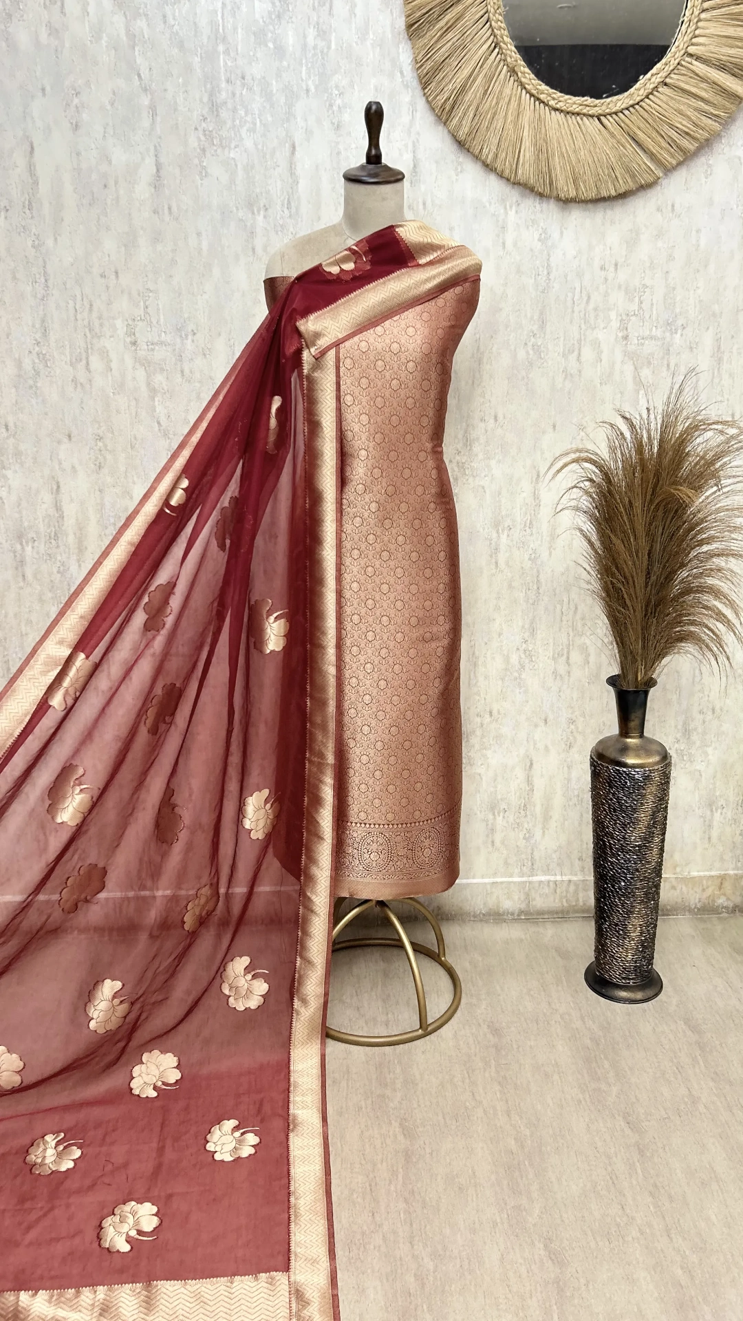 Elegant Brocade Silk Unstitched Suit