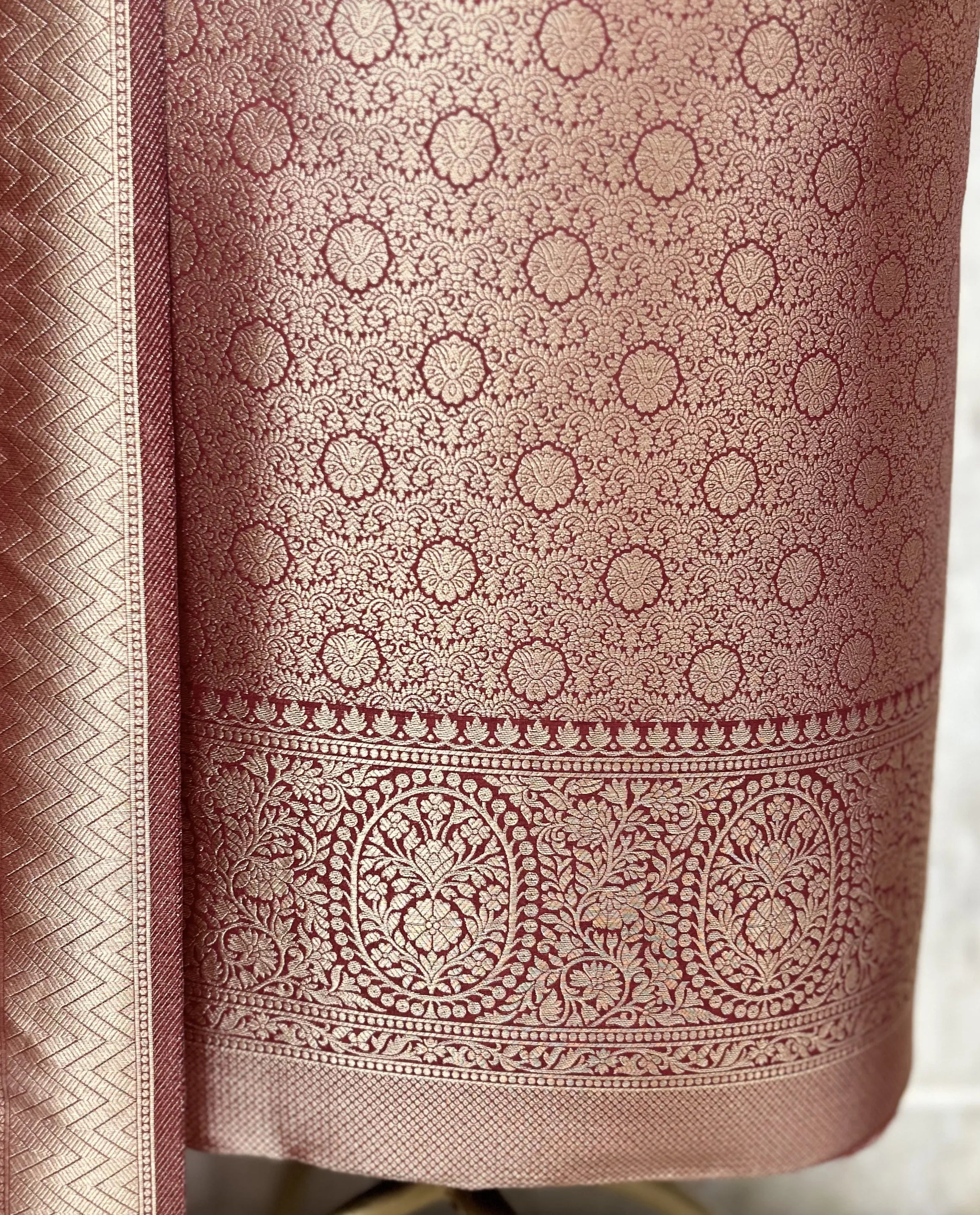 Elegant Brocade Silk Unstitched Suit