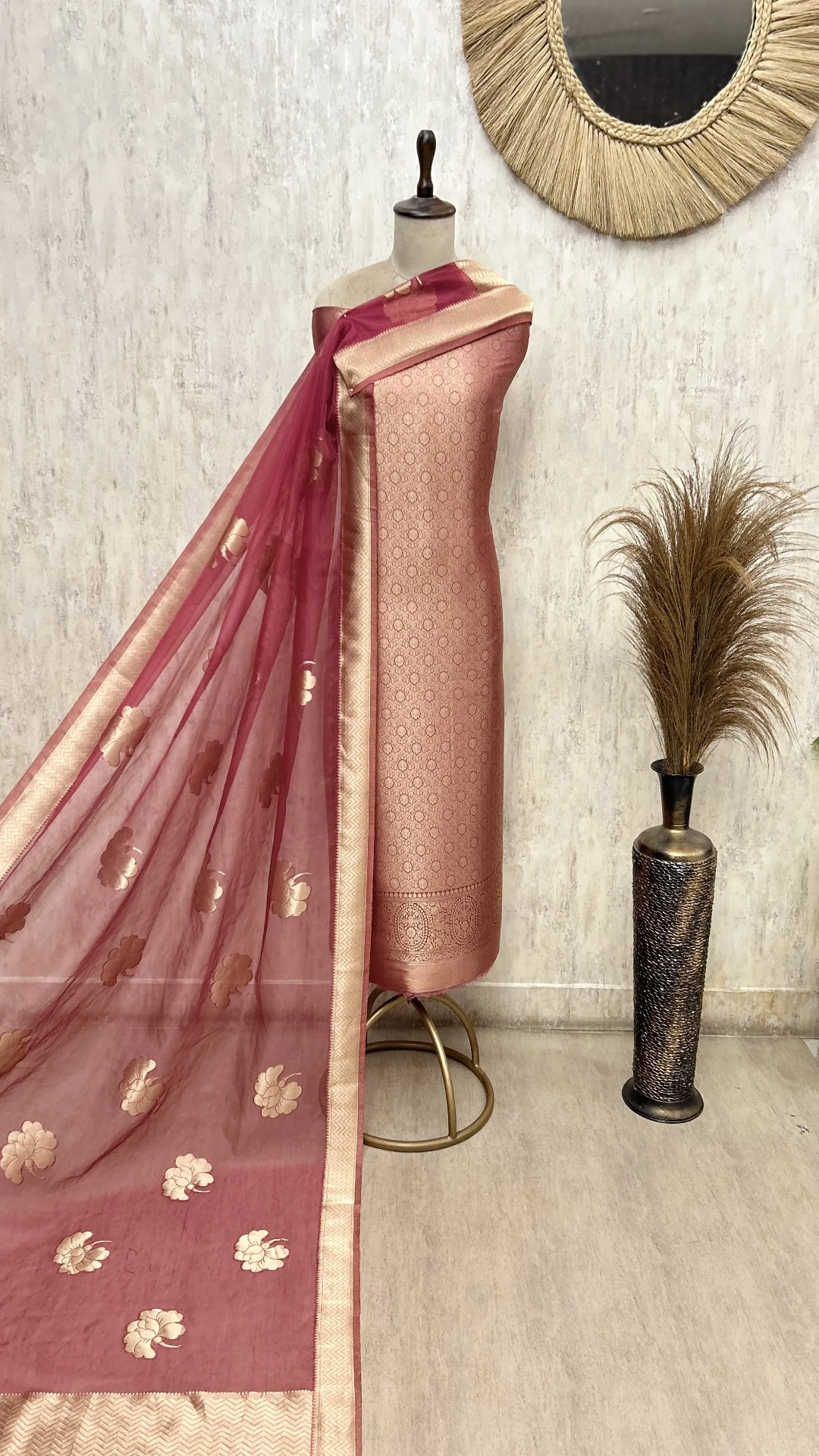 Elegant Brocade Silk Unstitched Suit