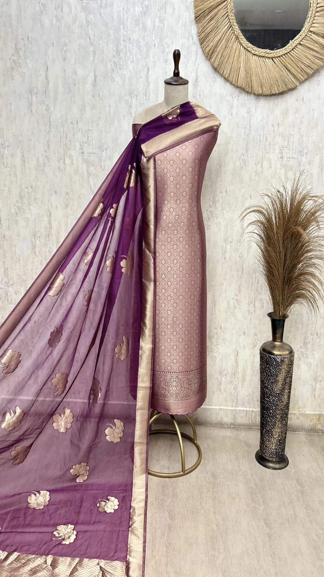 Elegant Brocade Silk Unstitched Suit