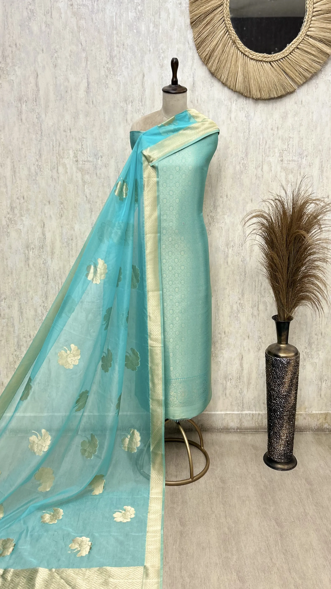 Elegant Brocade Silk Unstitched Suit