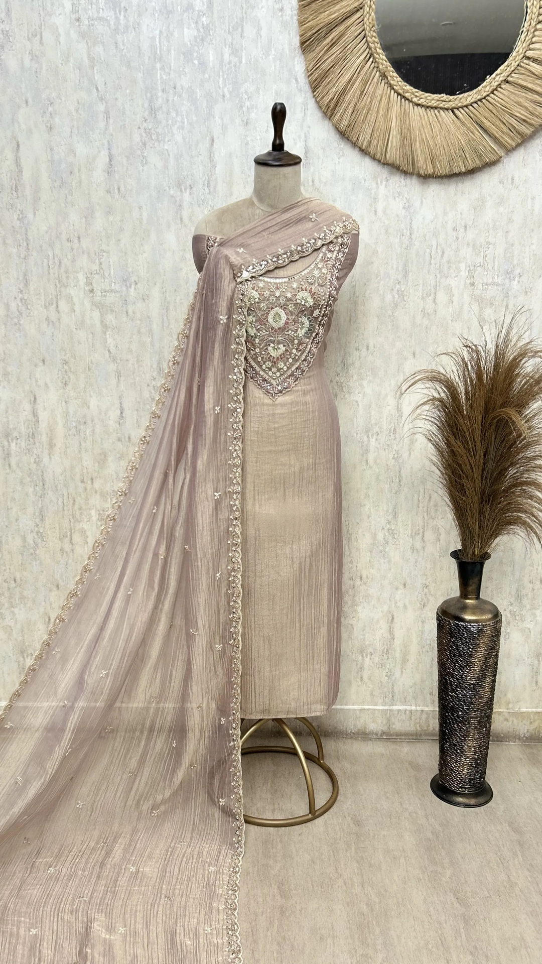 Celestial Grace Crush Tissue Unstitched Suit