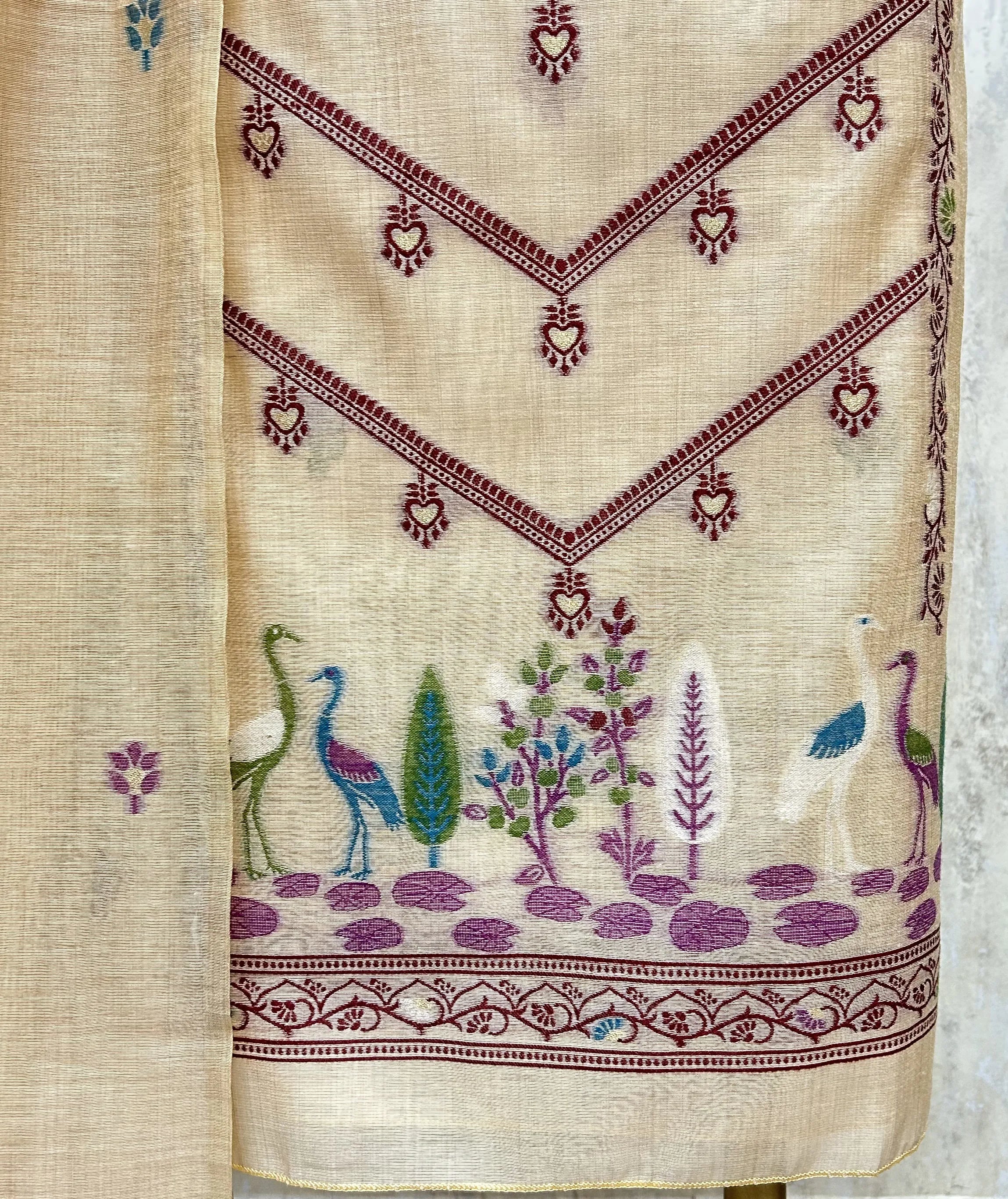 Rustic Beige Elegance Linen Unstitched Suit