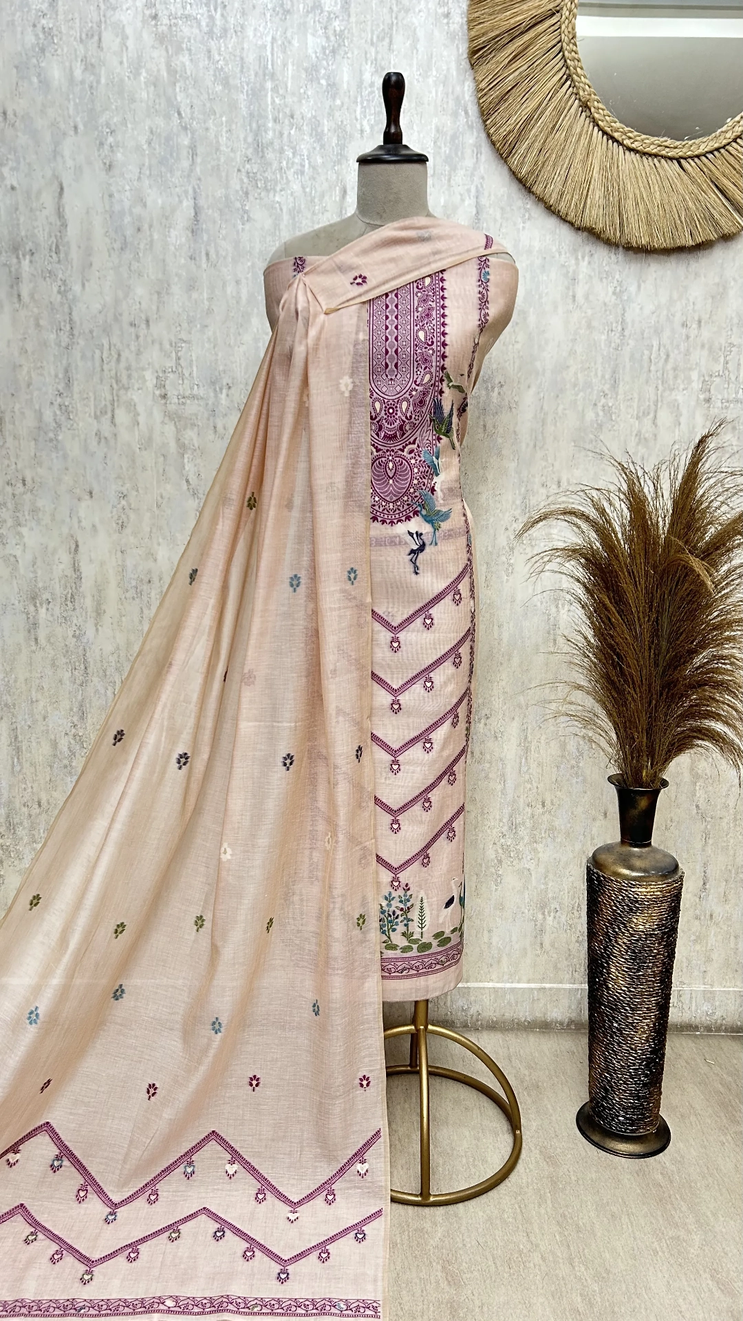 Rustic Beige Elegance Linen Unstitched Suit