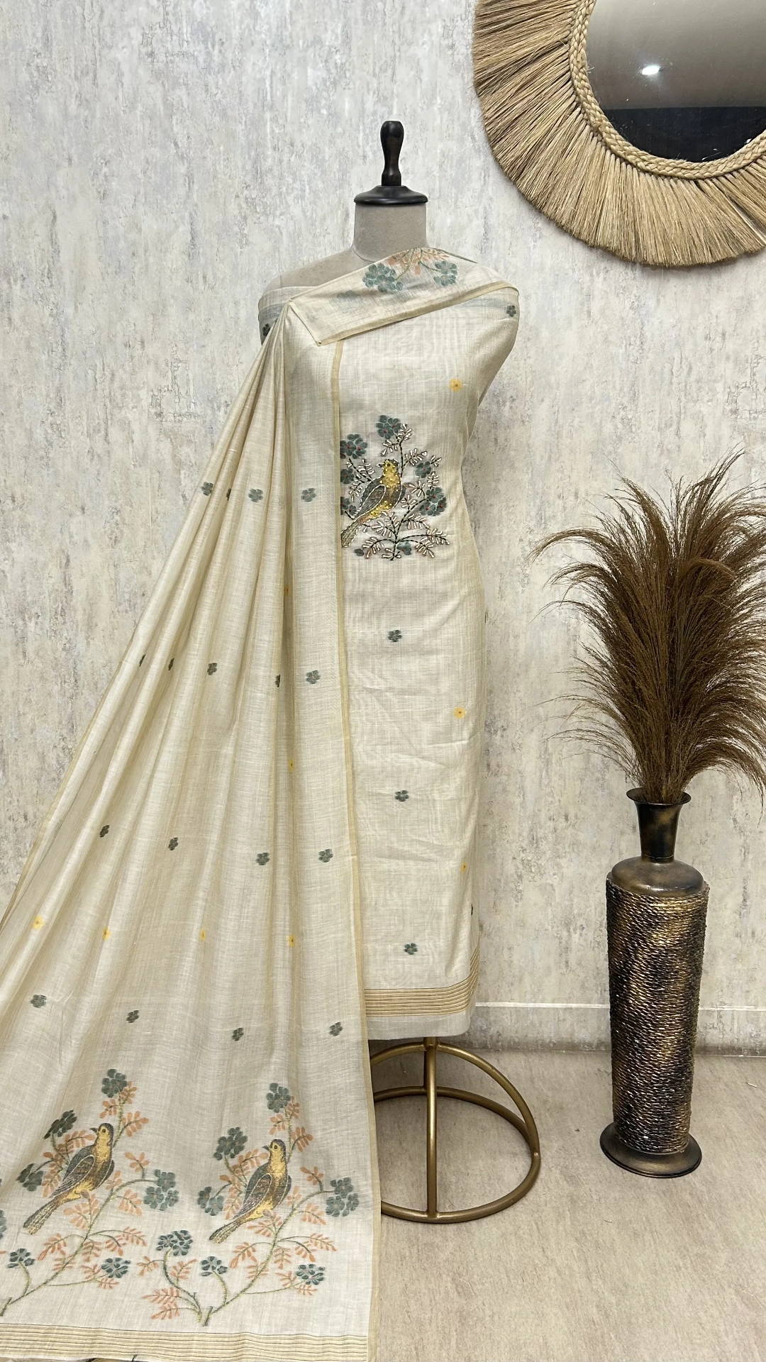 Peacock Heritage Grace Jamdani linen Unstitched Suit