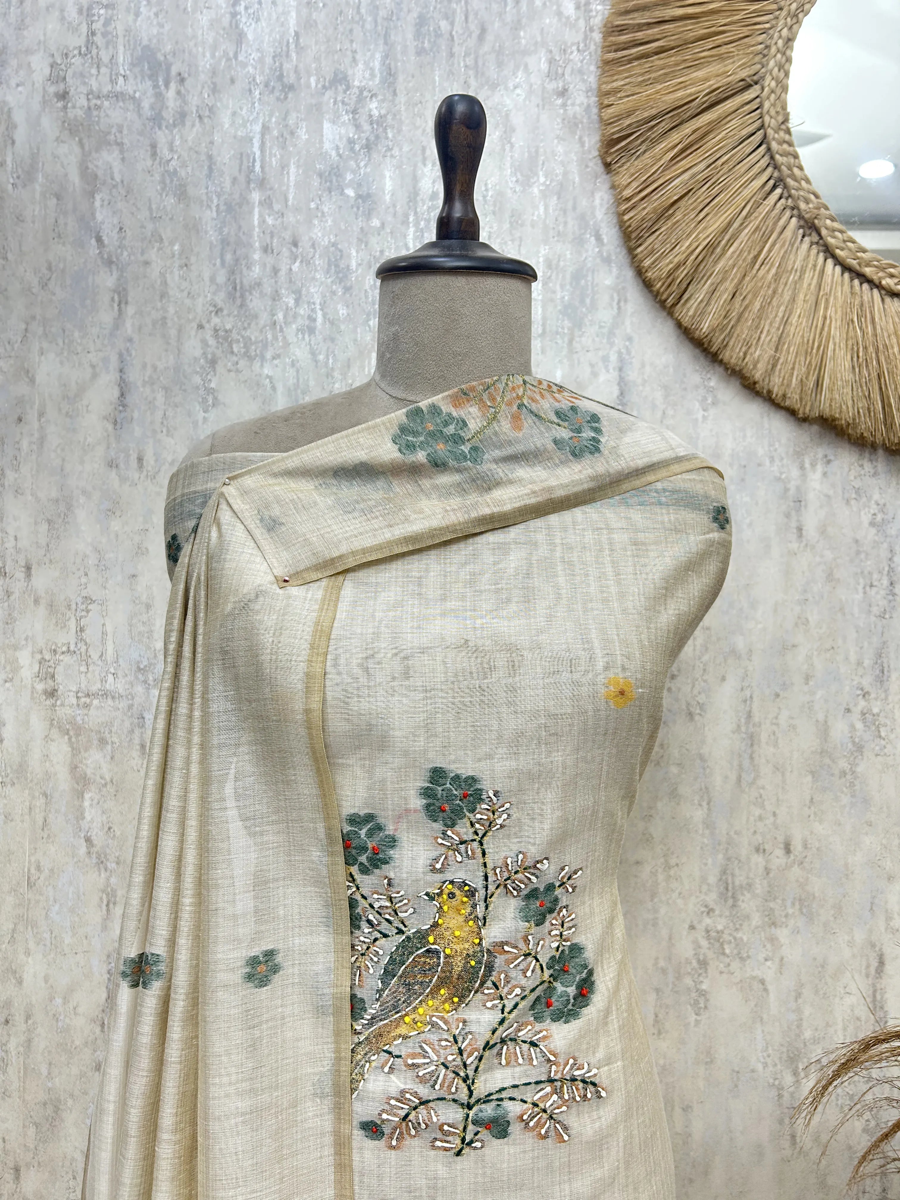 Peacock Heritage Grace Jamdani linen Unstitched Suit