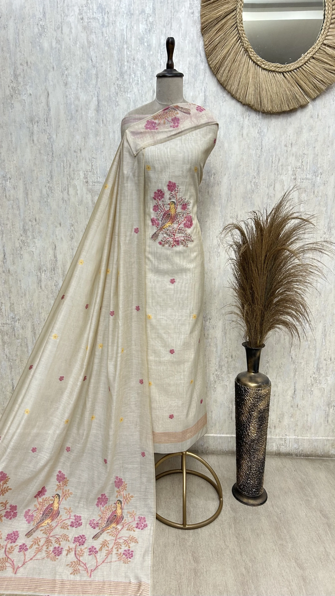 Peacock Heritage Grace Jamdani linen Unstitched Suit