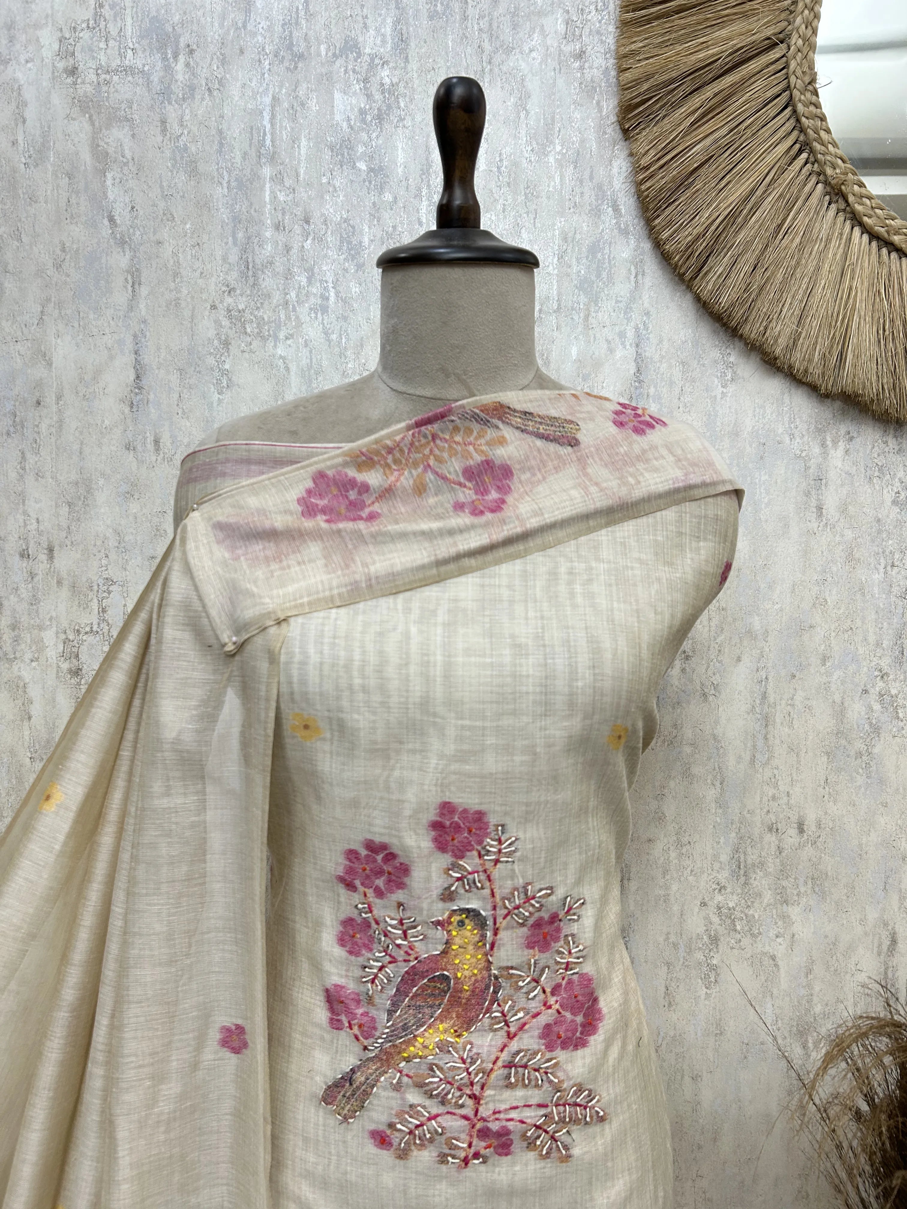 Peacock Heritage Grace Jamdani linen Unstitched Suit