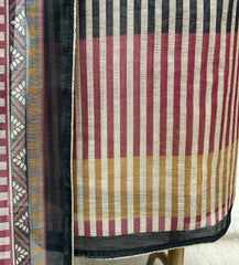 Vintage Stripe Elegance Linen Unstitched Suit