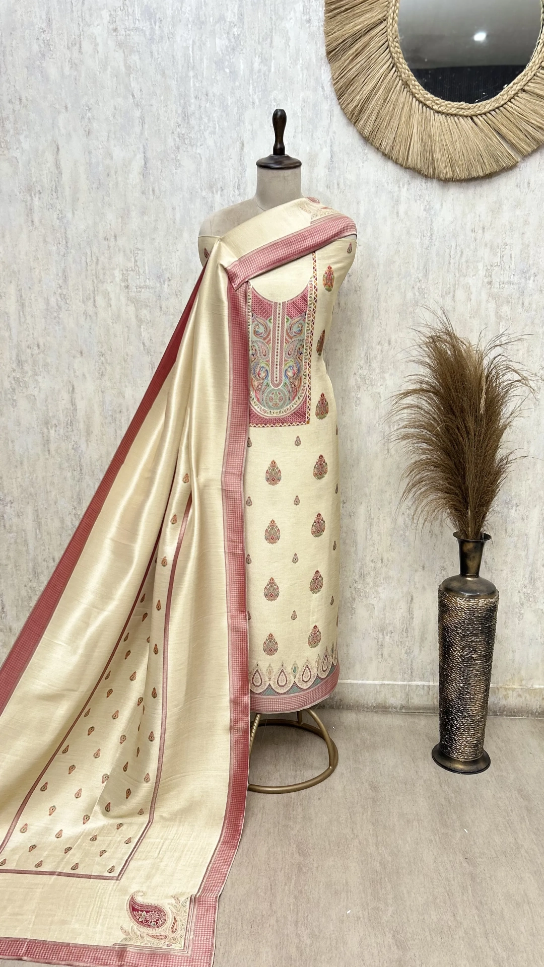 Elegant Dola Silk Unstitched Suit