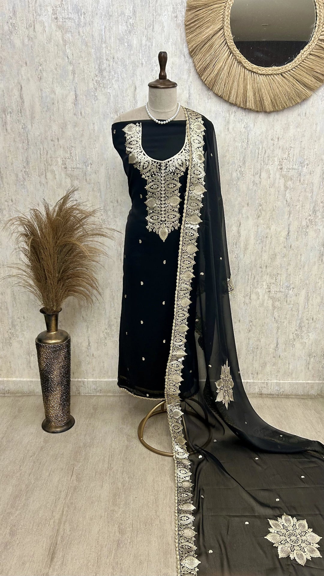 Organza Unstitched Suit Set Featuring Organza Dupatta