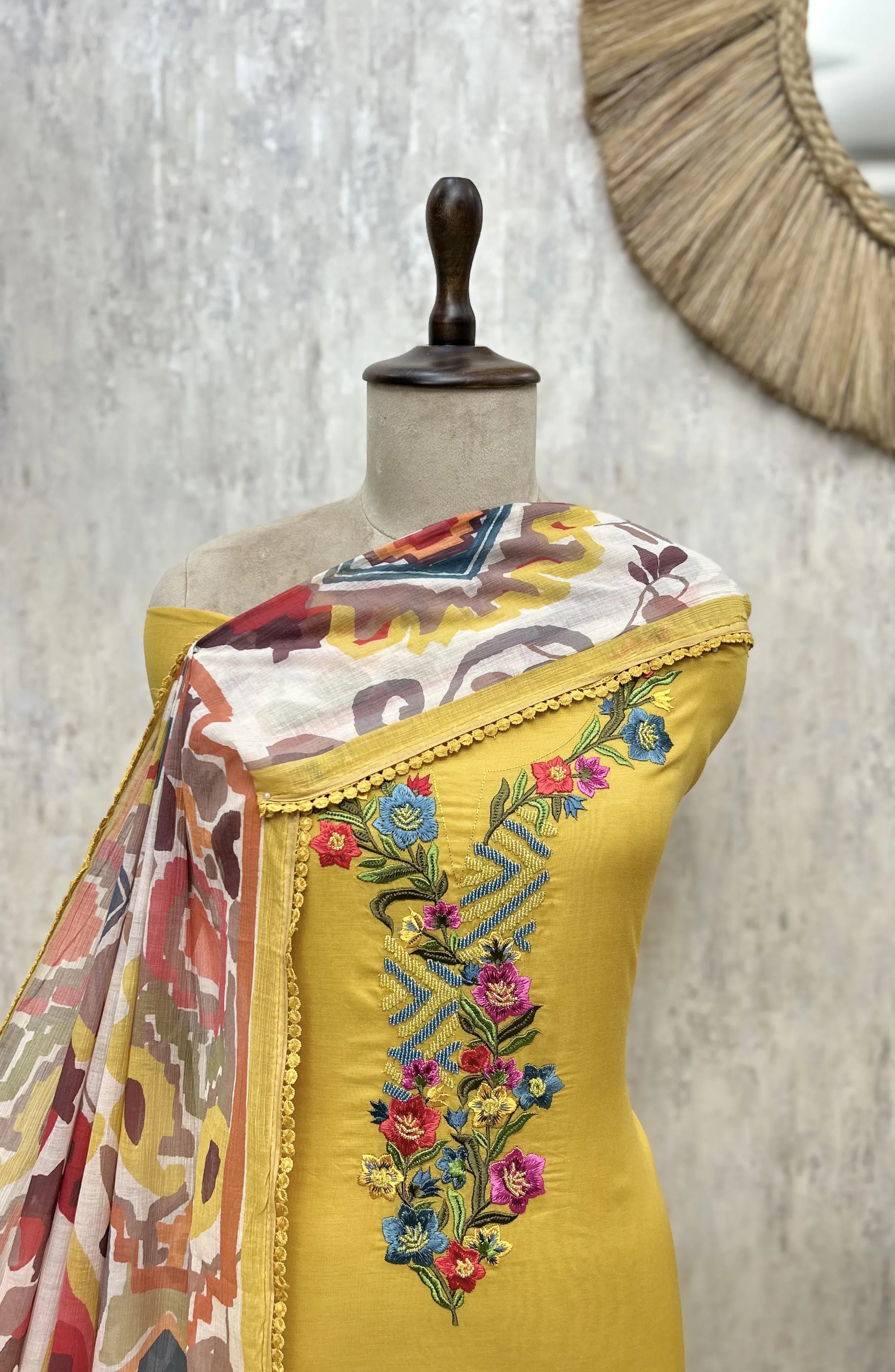 Elegant Mul Chanderi Unstitched  Suit