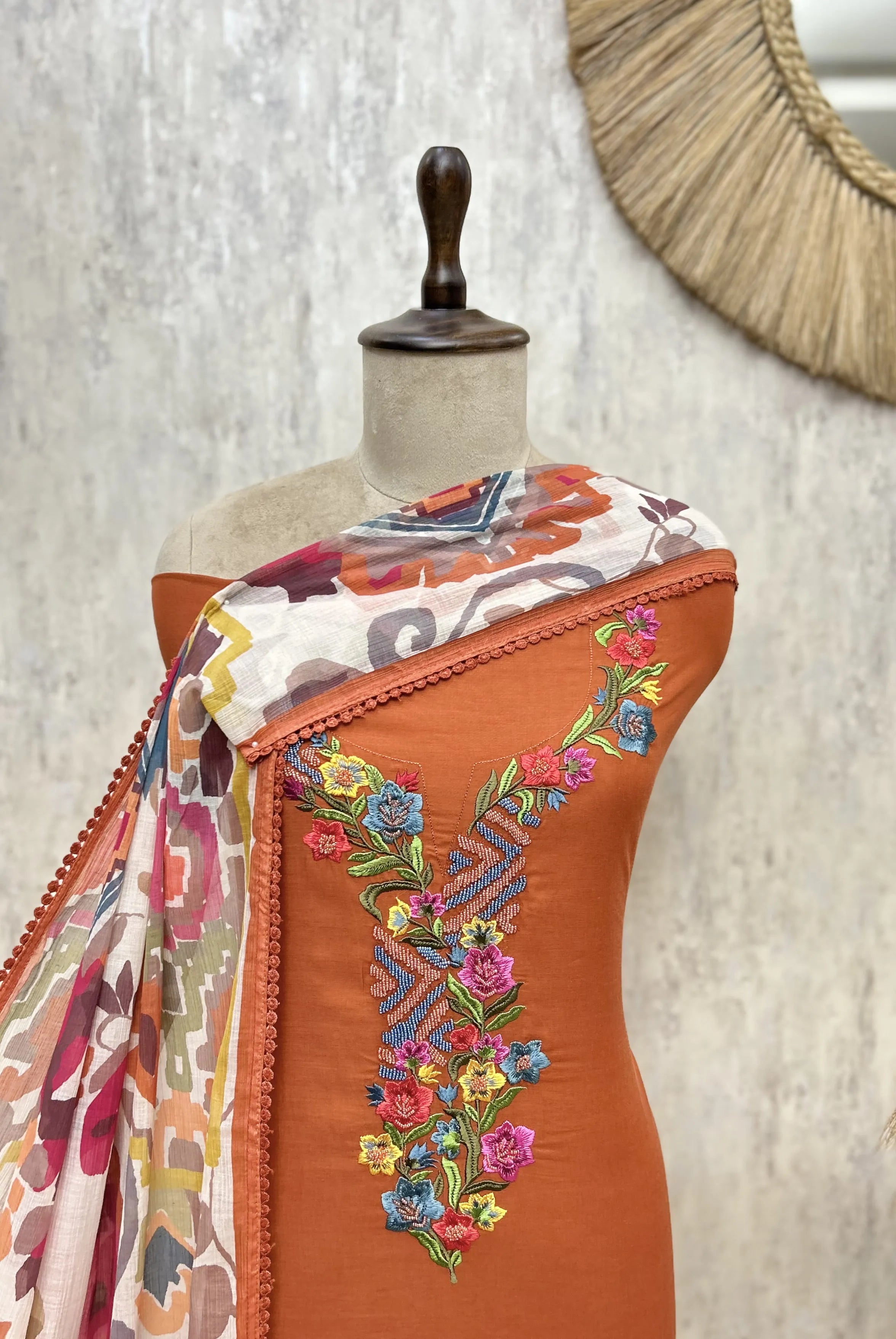 Elegant Mul Chanderi Unstitched  Suit