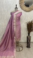Teal Elegance Drape Tissue Unstitched Suit