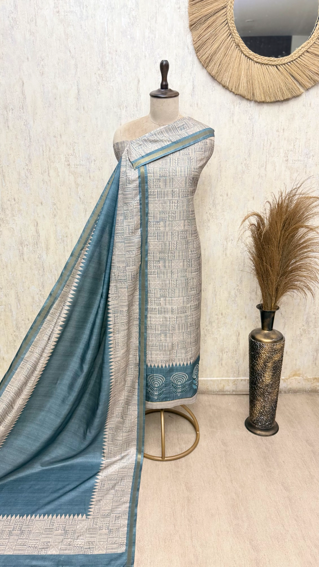 Smooth Texture Tussar Silk Unstitched Suits