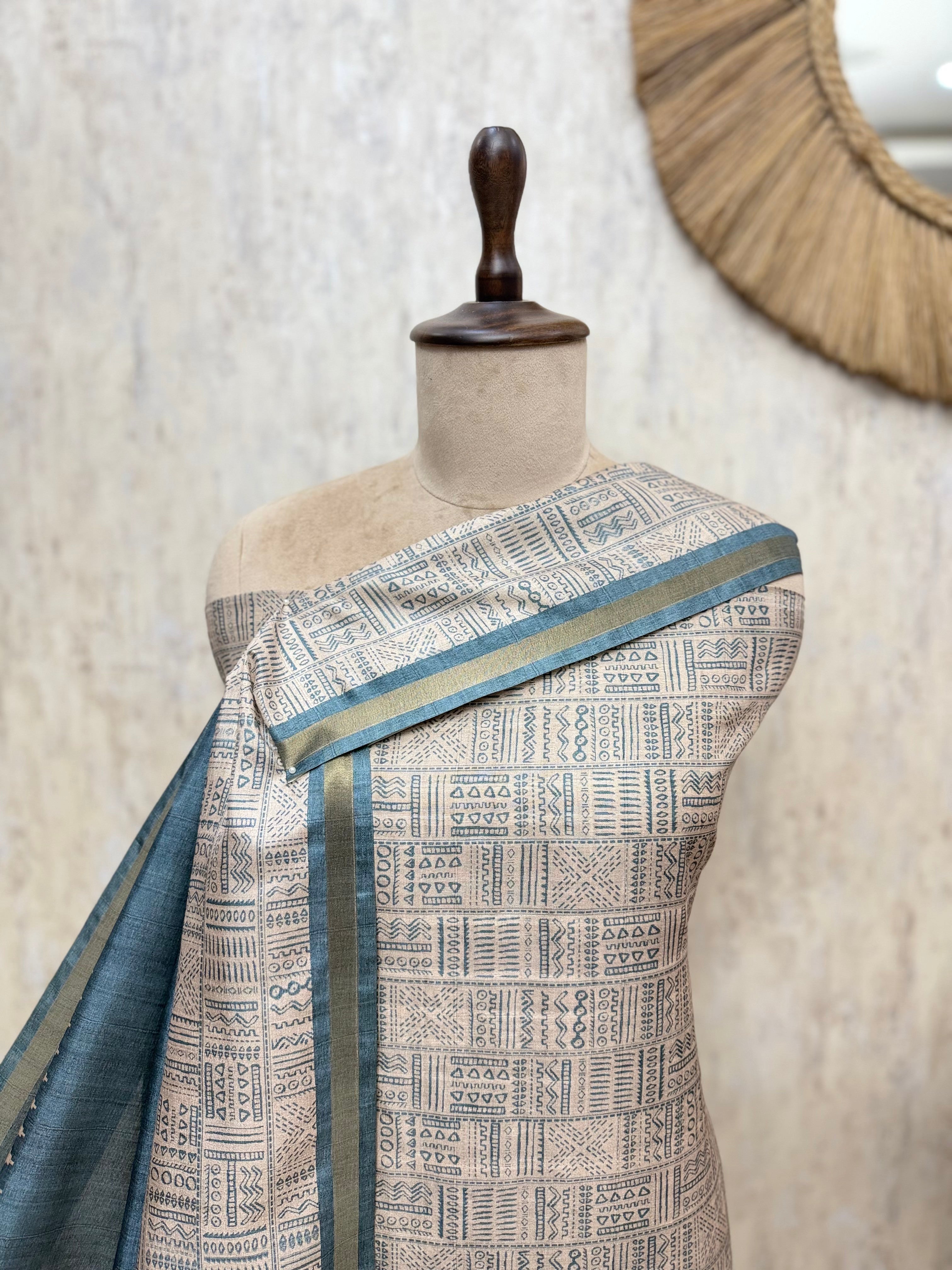 Smooth Texture Tussar Silk Unstitched Suits