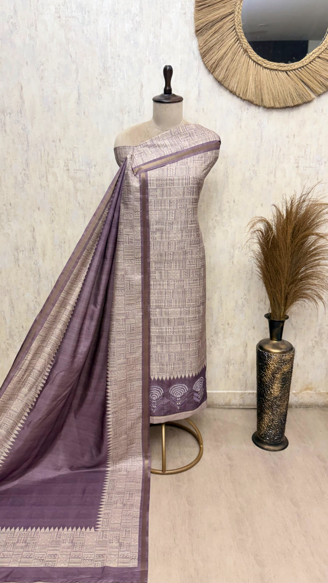 Smooth Texture Tussar Silk Unstitched Suits
