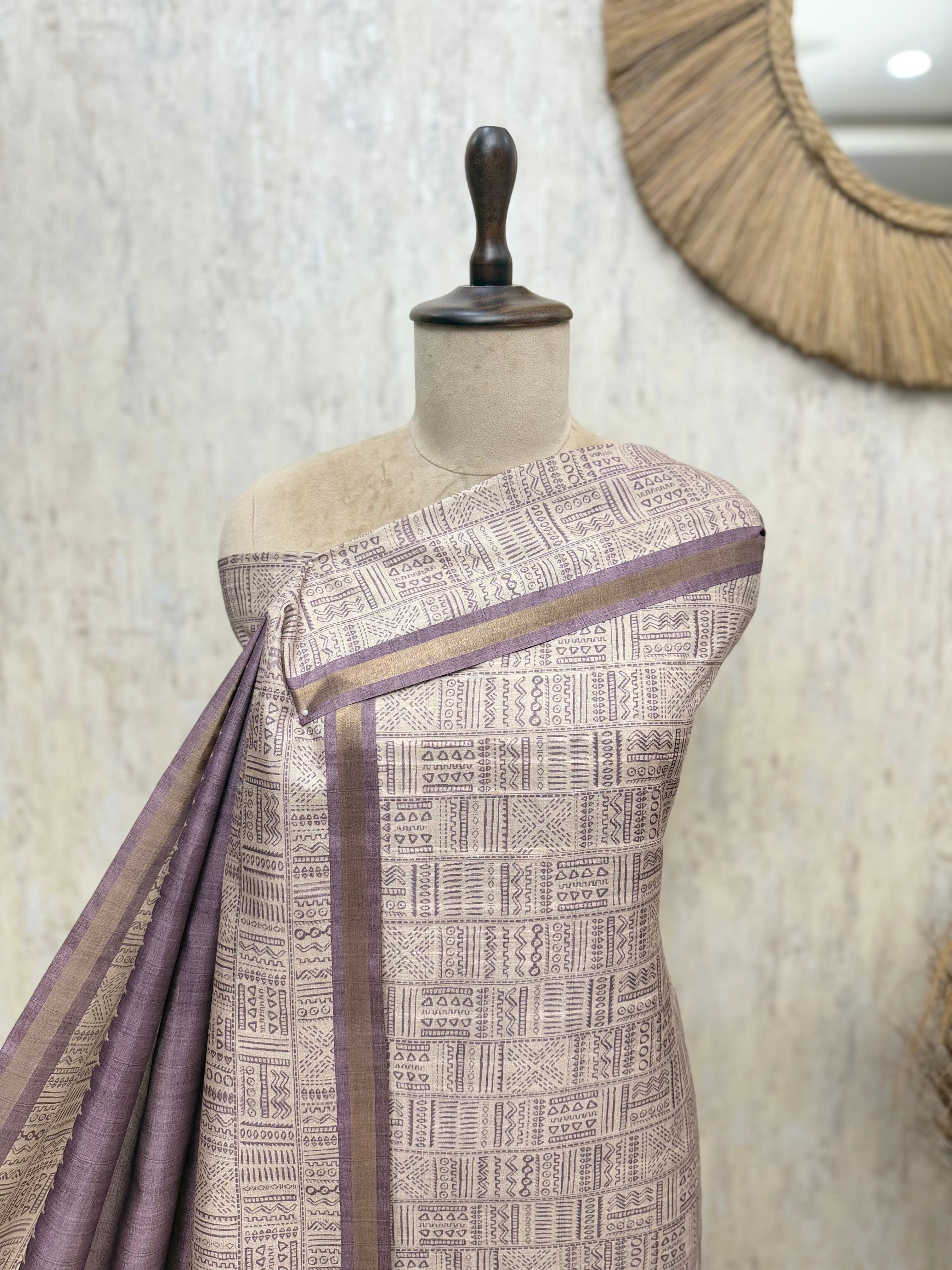 Smooth Texture Tussar Silk Unstitched Suits
