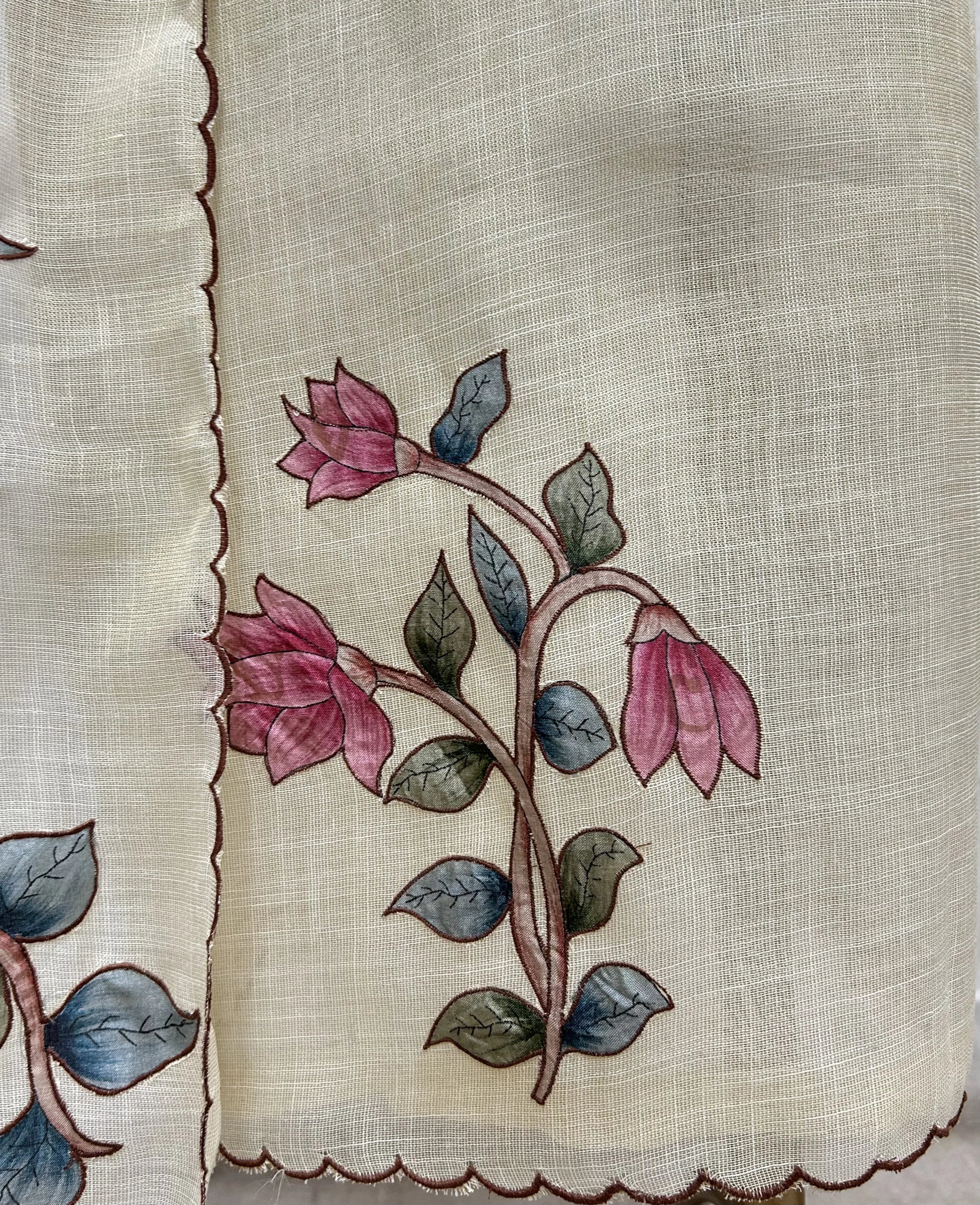 Floral Elegance Linen Unstitched Suit