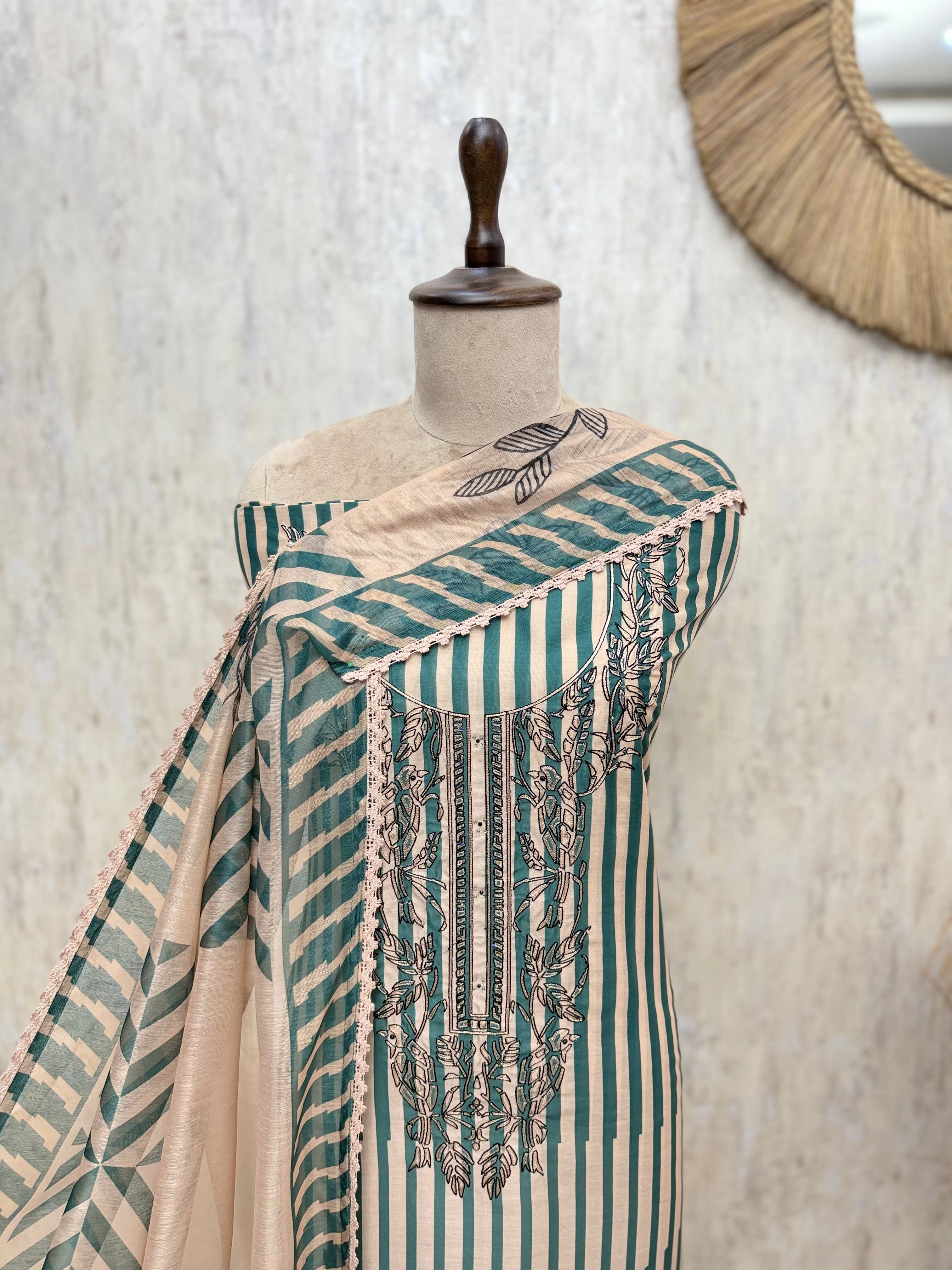 Elegant Maheshwari Unstitched Heritage Ensemble