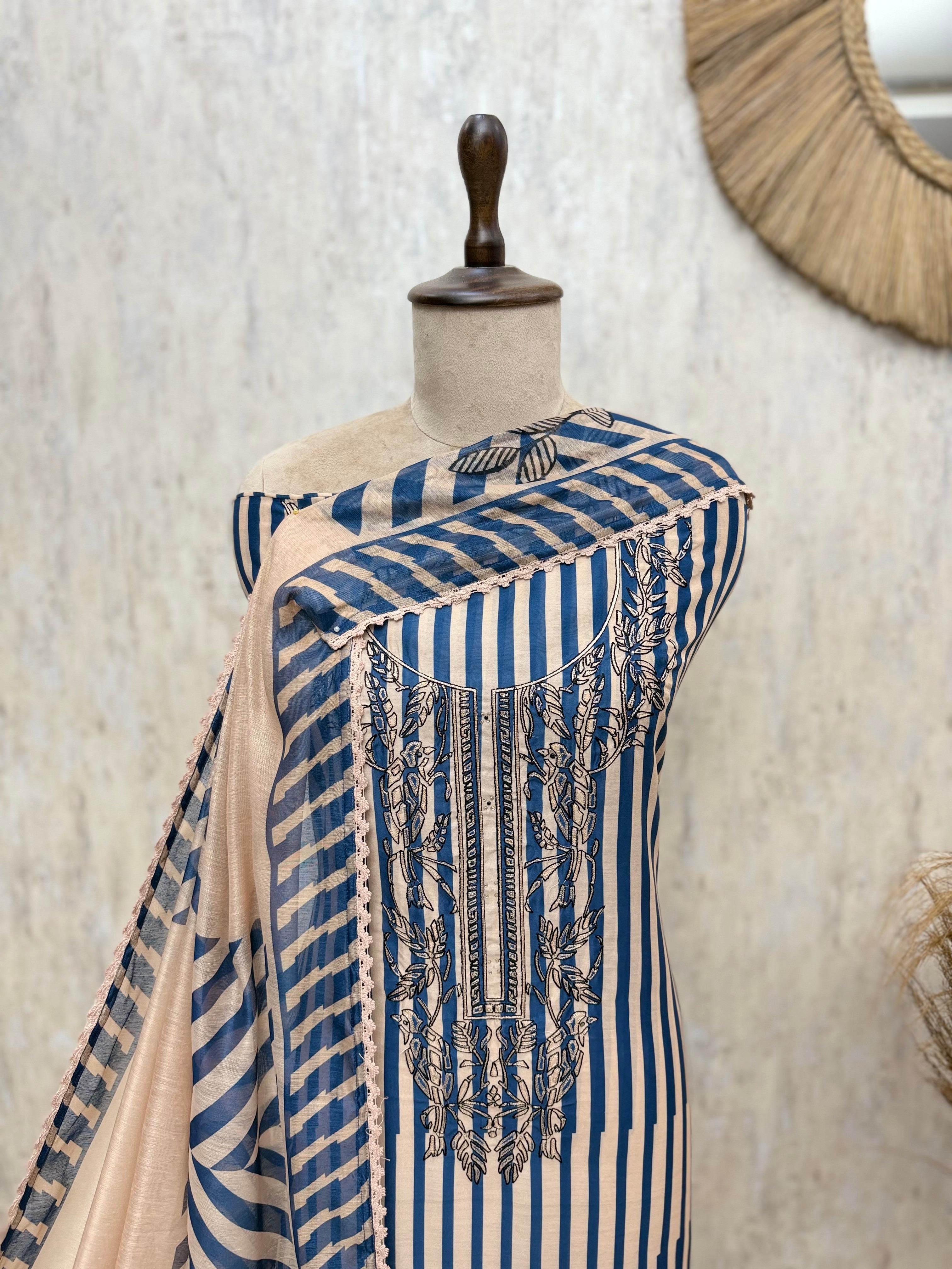 Elegant Maheshwari Unstitched Heritage Ensemble