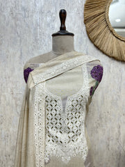 Ivory Chikankari Elegance cotton Unstitched Suit