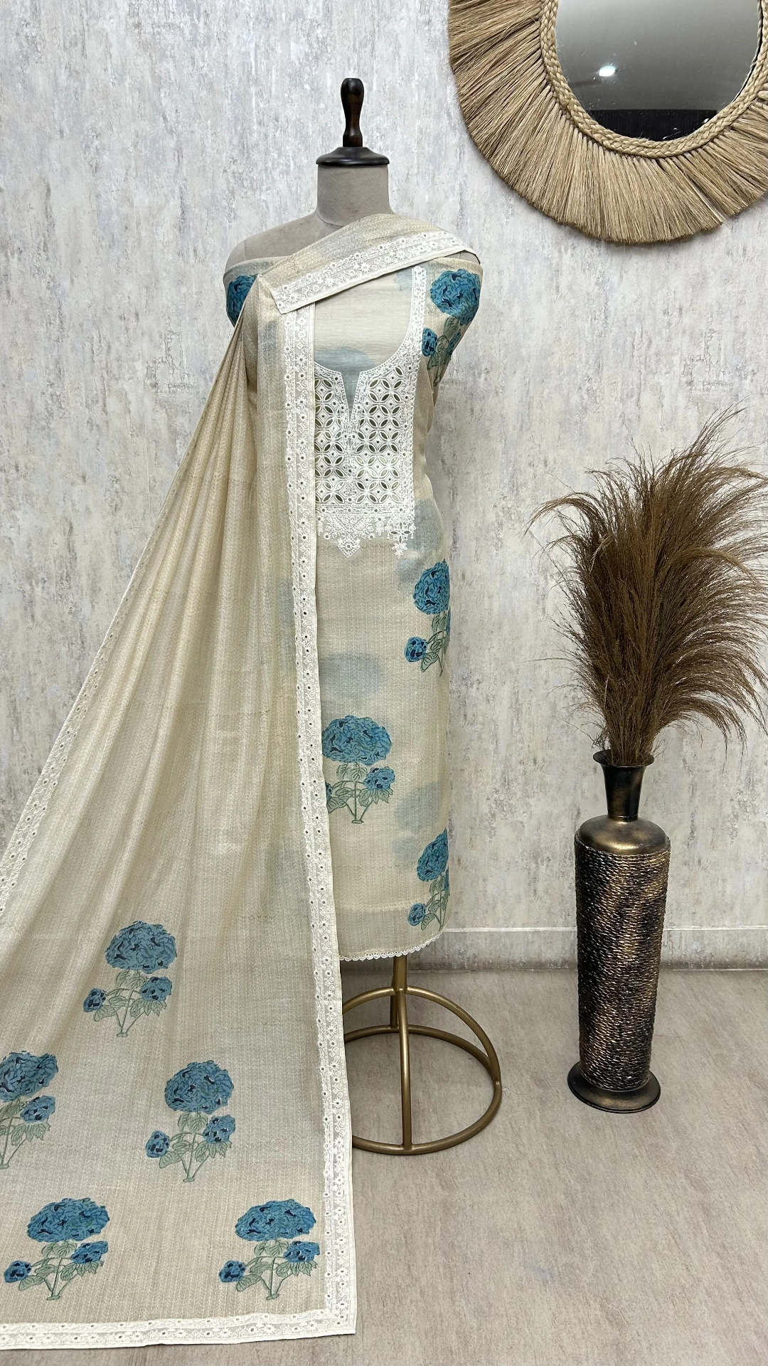 Ivory Chikankari Elegance cotton Unstitched Suit