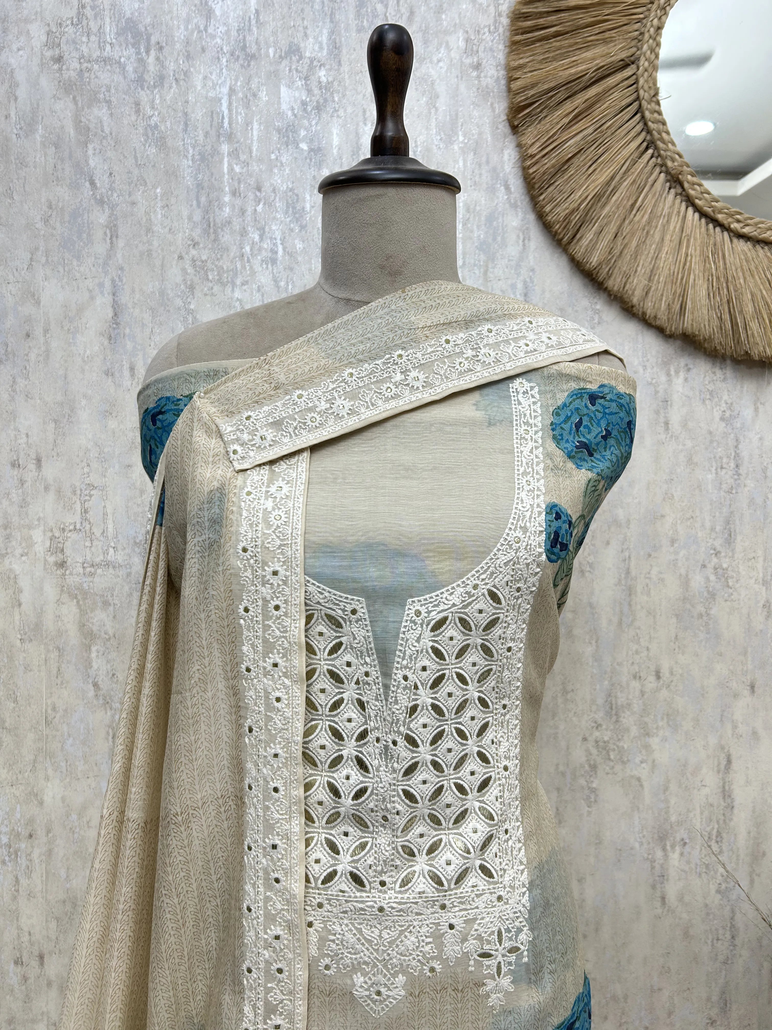 Ivory Chikankari Elegance cotton Unstitched Suit