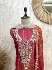 Crush Tissue Unstitched Suit Set With Crush Tissue Dupatta