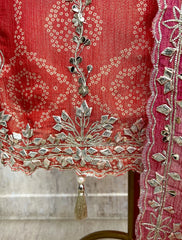 Crush Tissue Unstitched Suit Set With Crush Tissue Dupatta