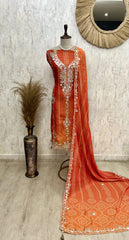 Crush Tissue Unstitched Suit Set With Crush Tissue Dupatta